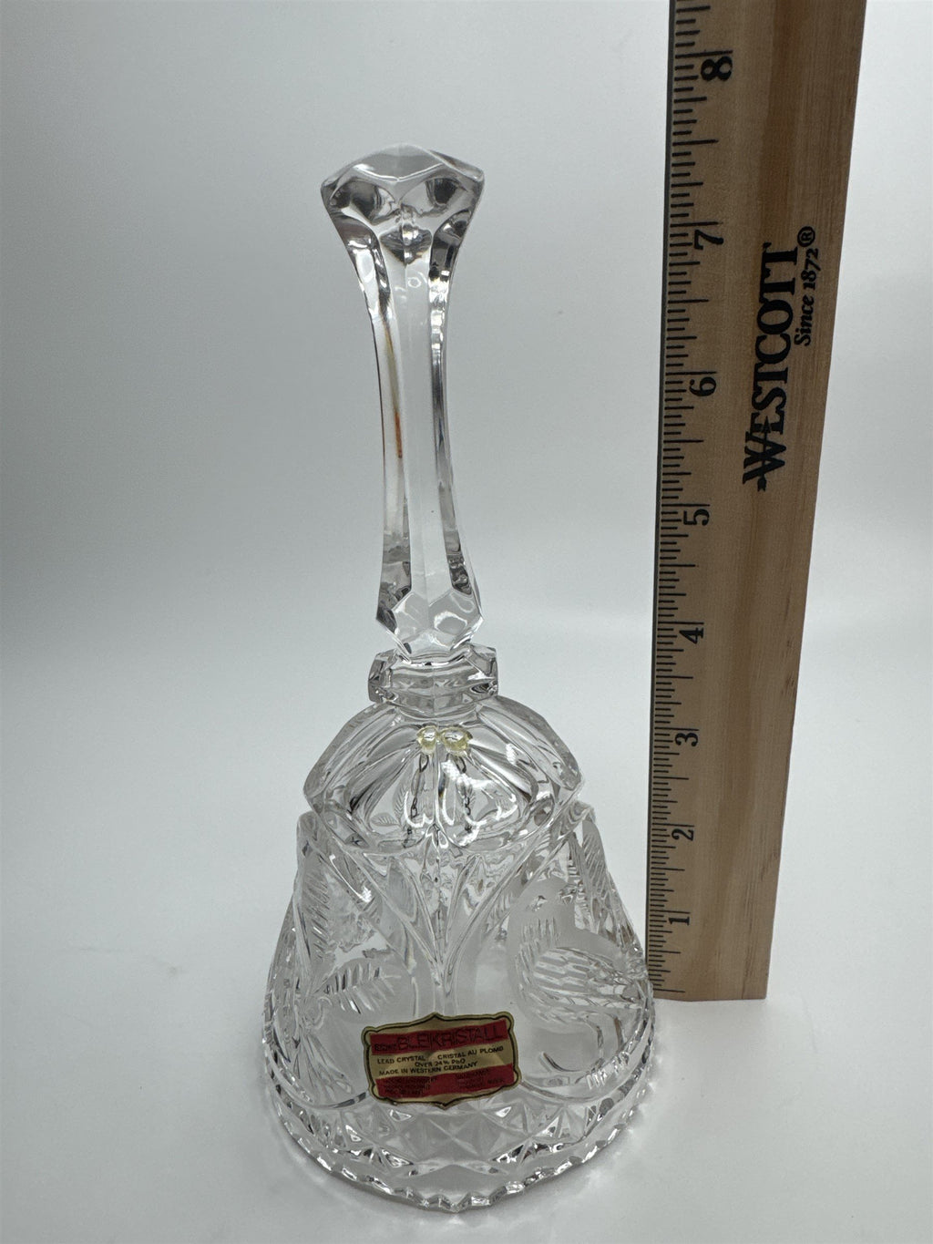 Vintage Echt Bleikristall Cut Lead Crystal Bird and Leaves Crystal Bell Germany