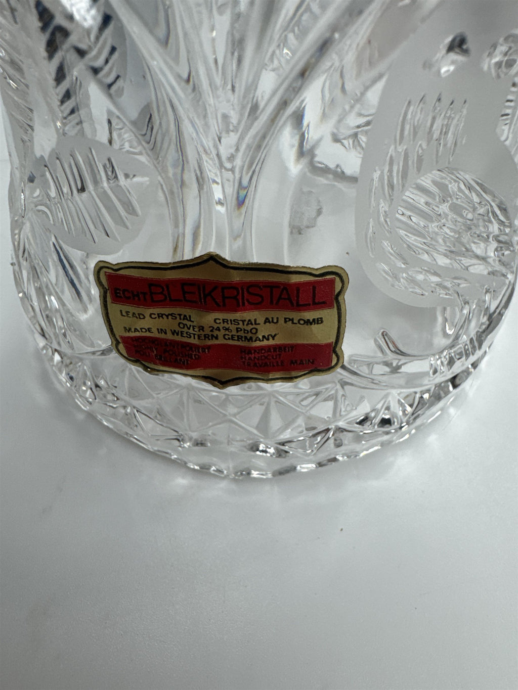 Vintage Echt Bleikristall Cut Lead Crystal Bird and Leaves Crystal Bell Germany