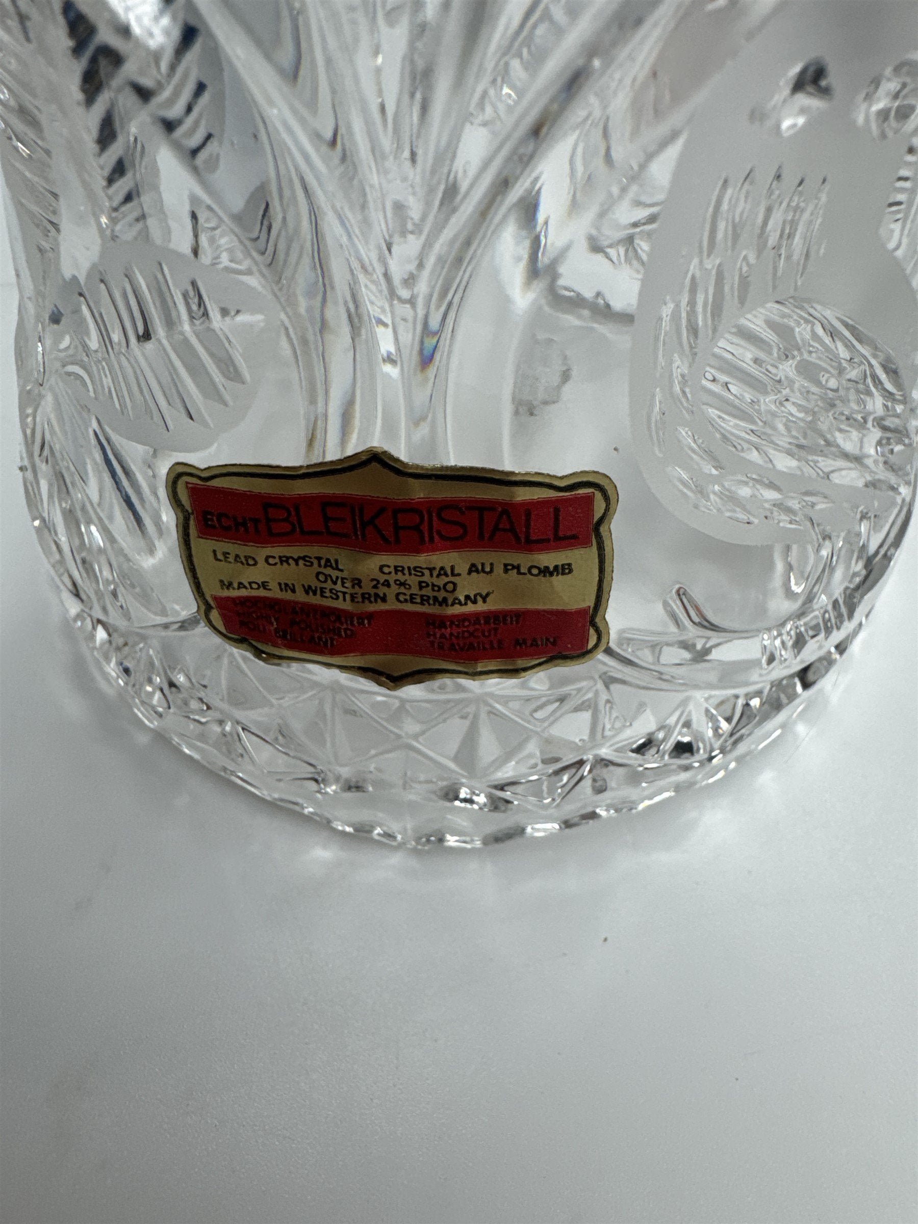 Vintage Echt Bleikristall Cut Lead Crystal Bird and Leaves Crystal Bell Germany