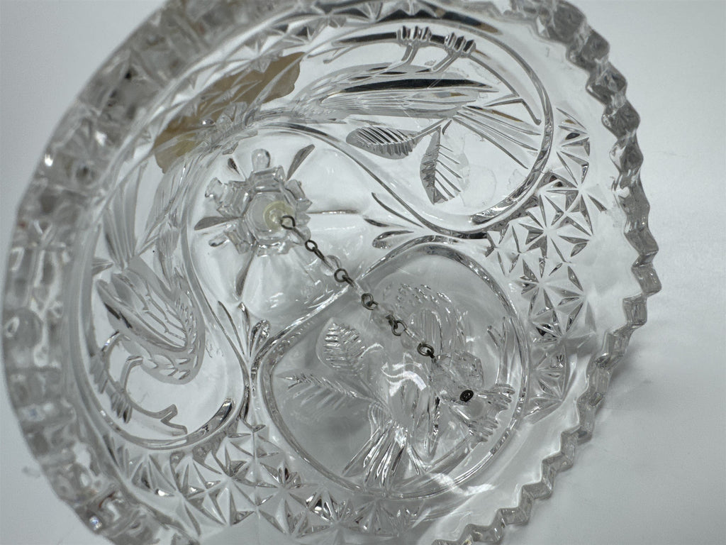 Vintage Echt Bleikristall Cut Lead Crystal Bird and Leaves Crystal Bell Germany