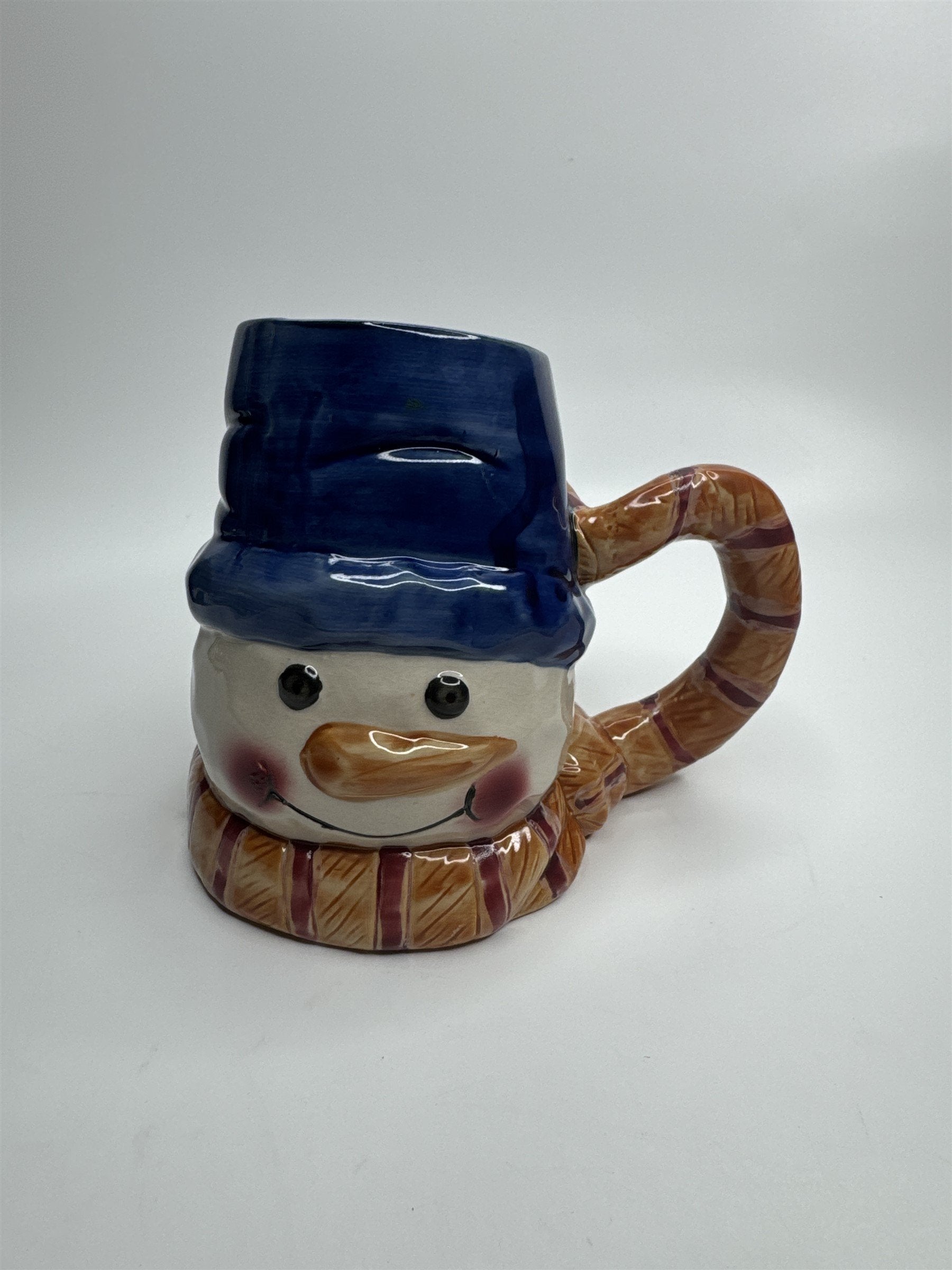WCL 3D Vintage Large Ceramic Christmas Snowman Coffee Cup Mug Holiday Crazing