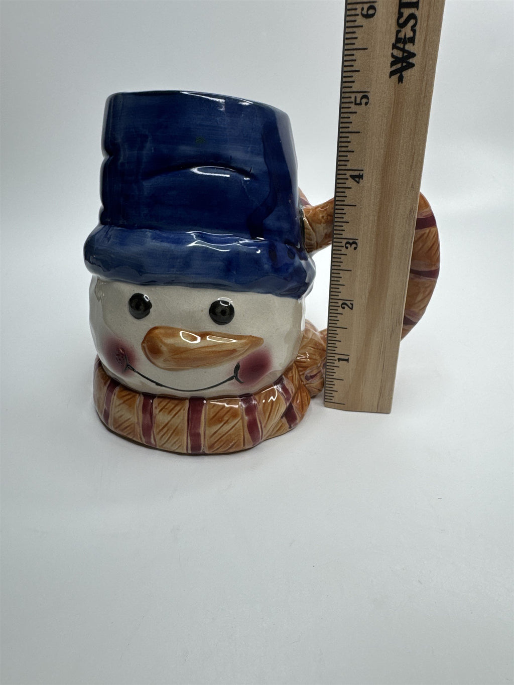 WCL 3D Vintage Large Ceramic Christmas Snowman Coffee Cup Mug Holiday Crazing