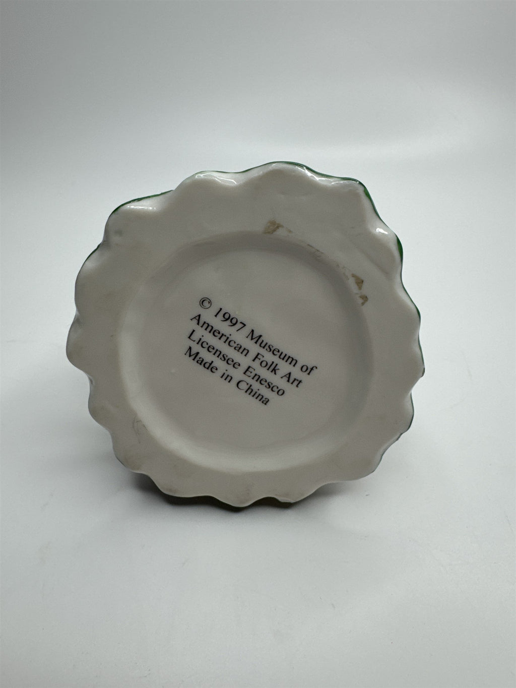 Vintage 97 Enesco Museum of American Folk Art Ceramic Christmas Tree Trinket Box