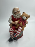Vintage Silvestri Santa Claus Teddy Bear Drum Music Box Plays SILENT NIGHT
