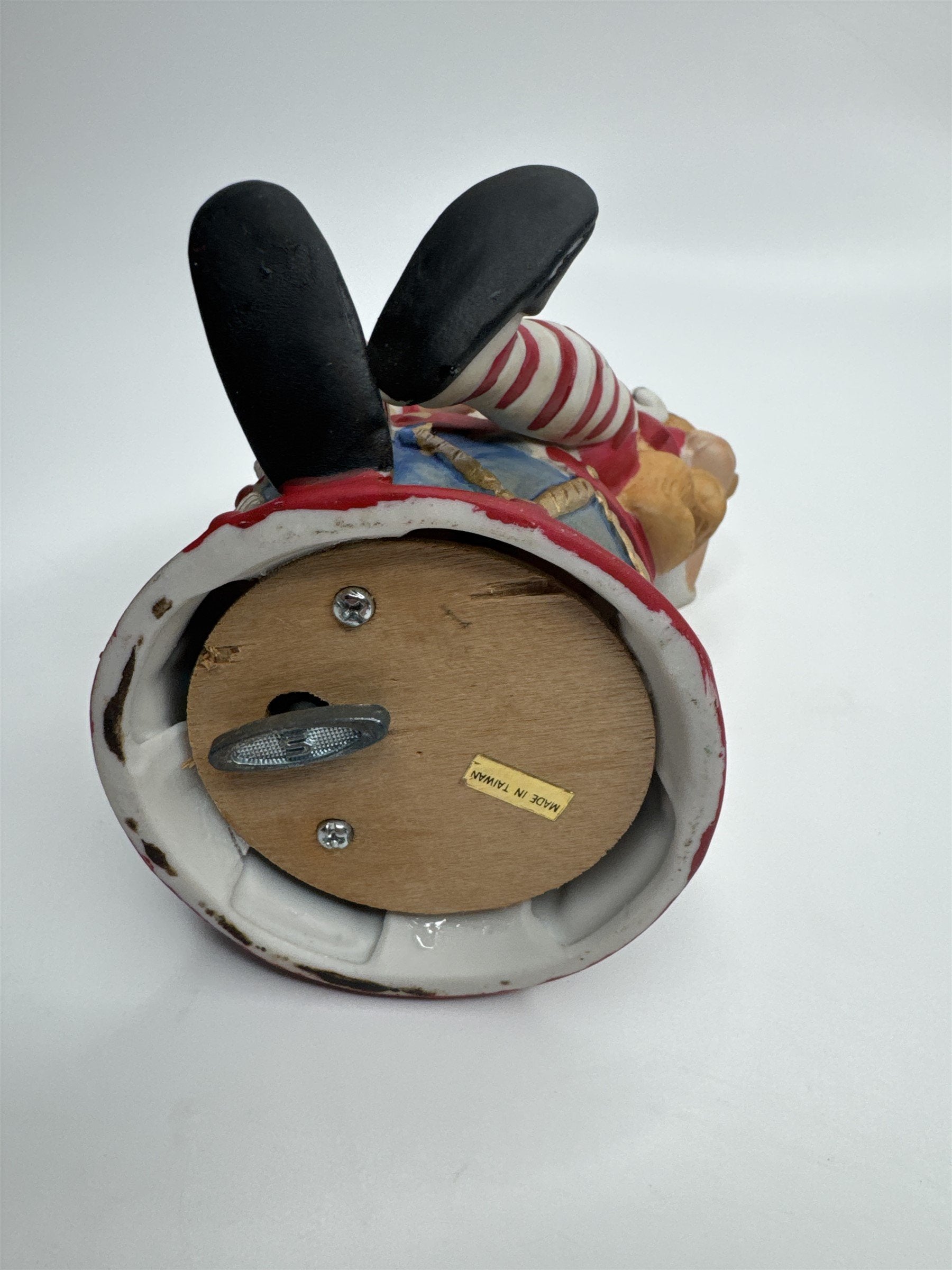 Vintage Silvestri Santa Claus Teddy Bear Drum Music Box Plays SILENT NIGHT