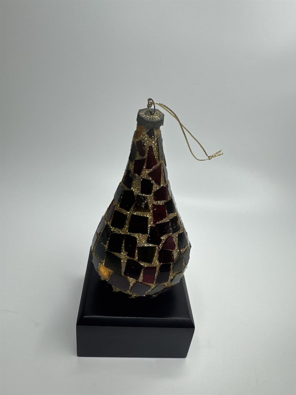 Vintage Teardrop Mosaic Crackle Glass Christmas Ornament