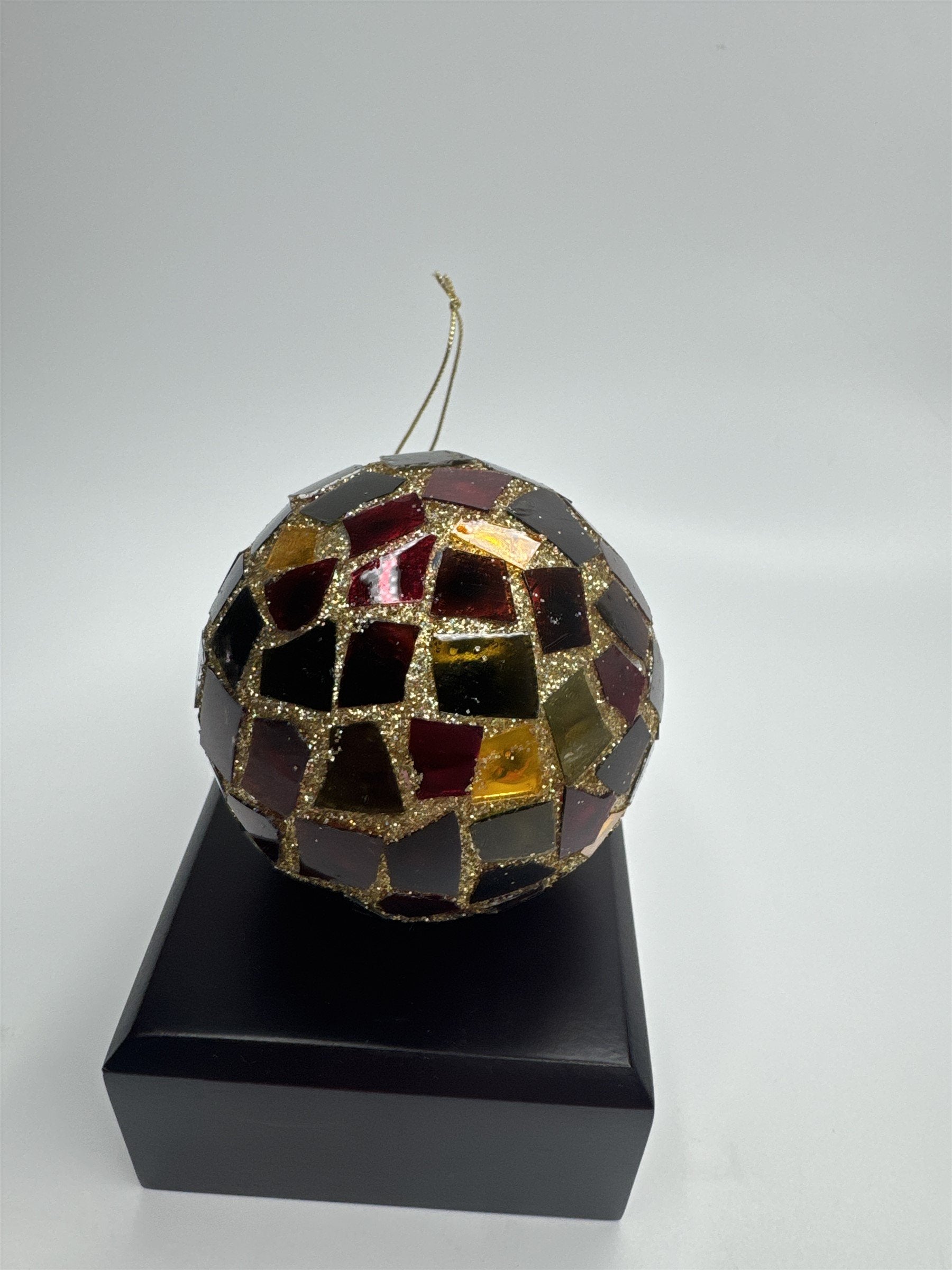 Vintage Teardrop Mosaic Crackle Glass Christmas Ornament