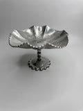 Vintage Arber Shlevin Hand Wrought Aluminum Rose Pattern Footed Candy Dish