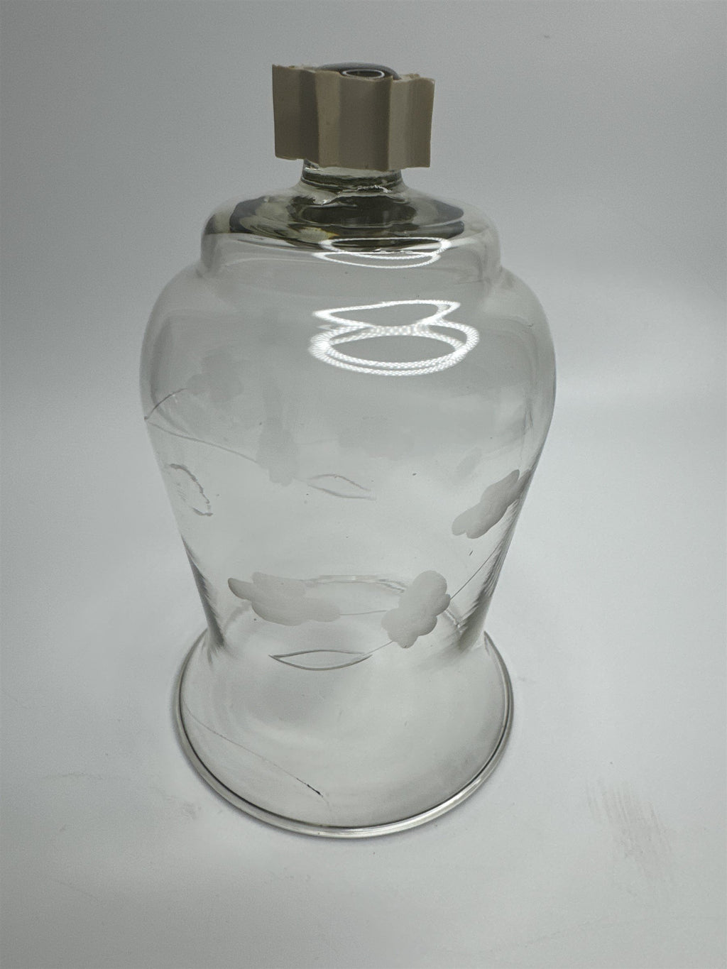 Vintage Home Interiors Peg Votive Candle Holder Etched Floral *Cracked/Scratched