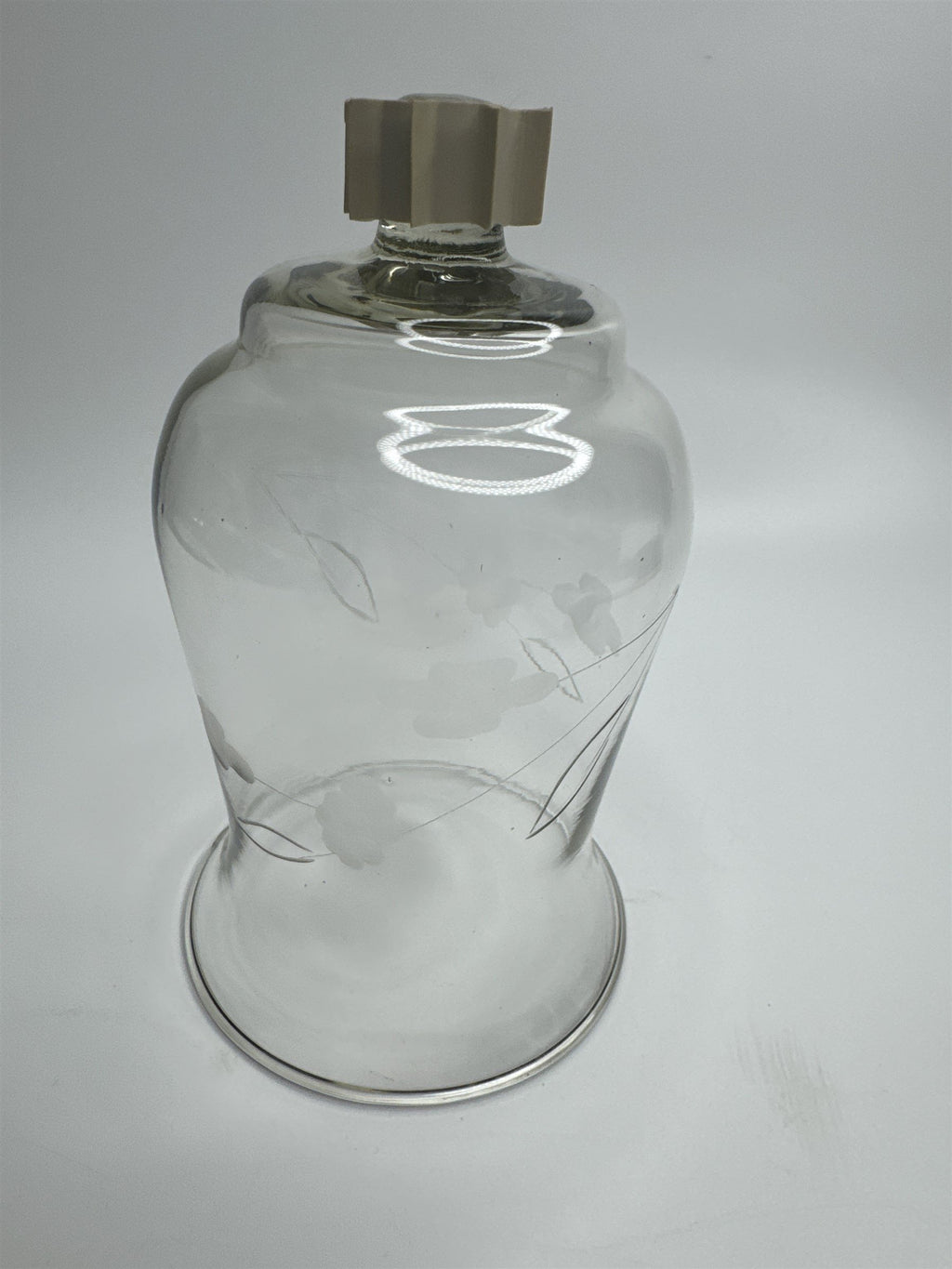 Vintage Home Interiors Peg Votive Candle Holder Etched Floral *Cracked/Scratched