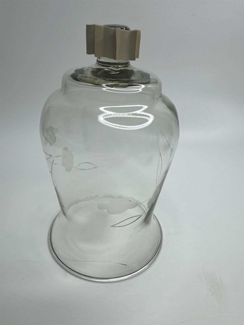 Vintage Home Interiors Peg Votive Candle Holder Etched Floral *Cracked/Scratched