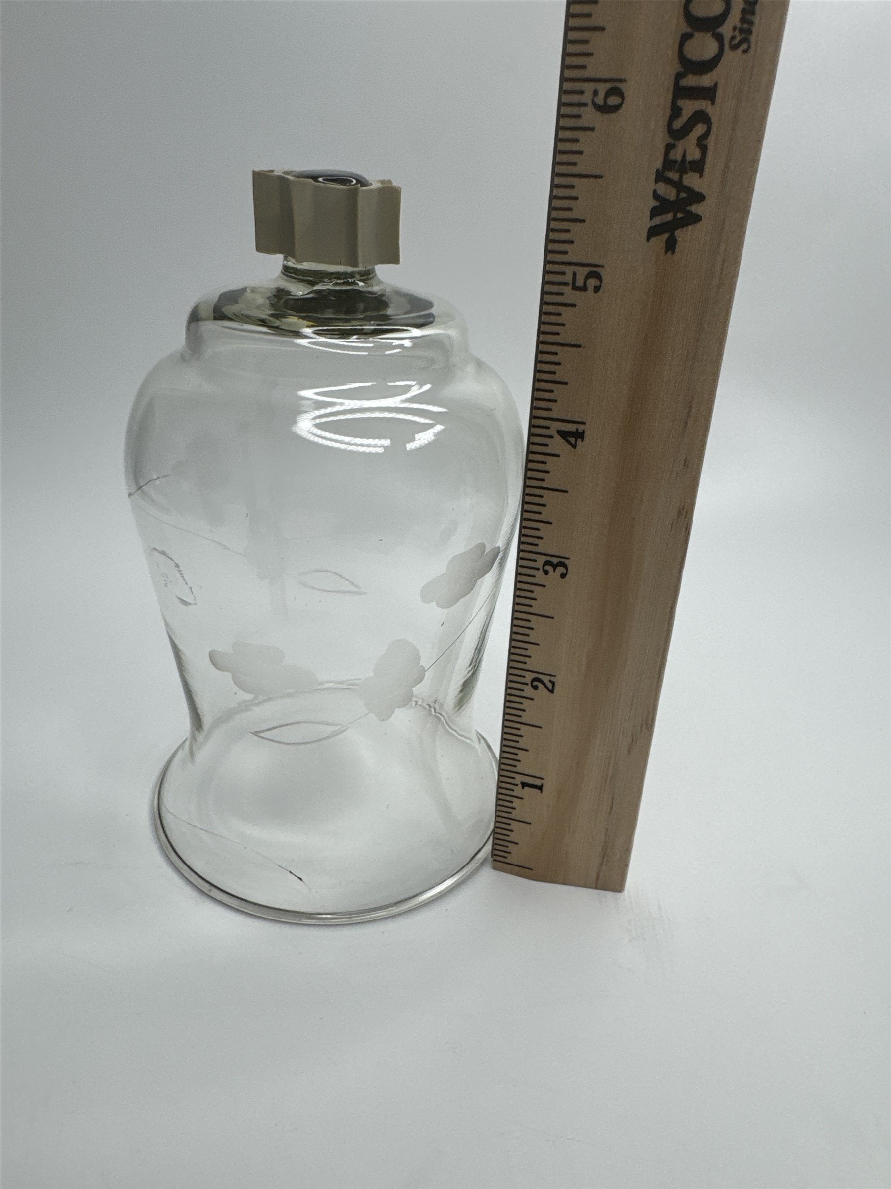 Vintage Home Interiors Peg Votive Candle Holder Etched Floral *Cracked/Scratched
