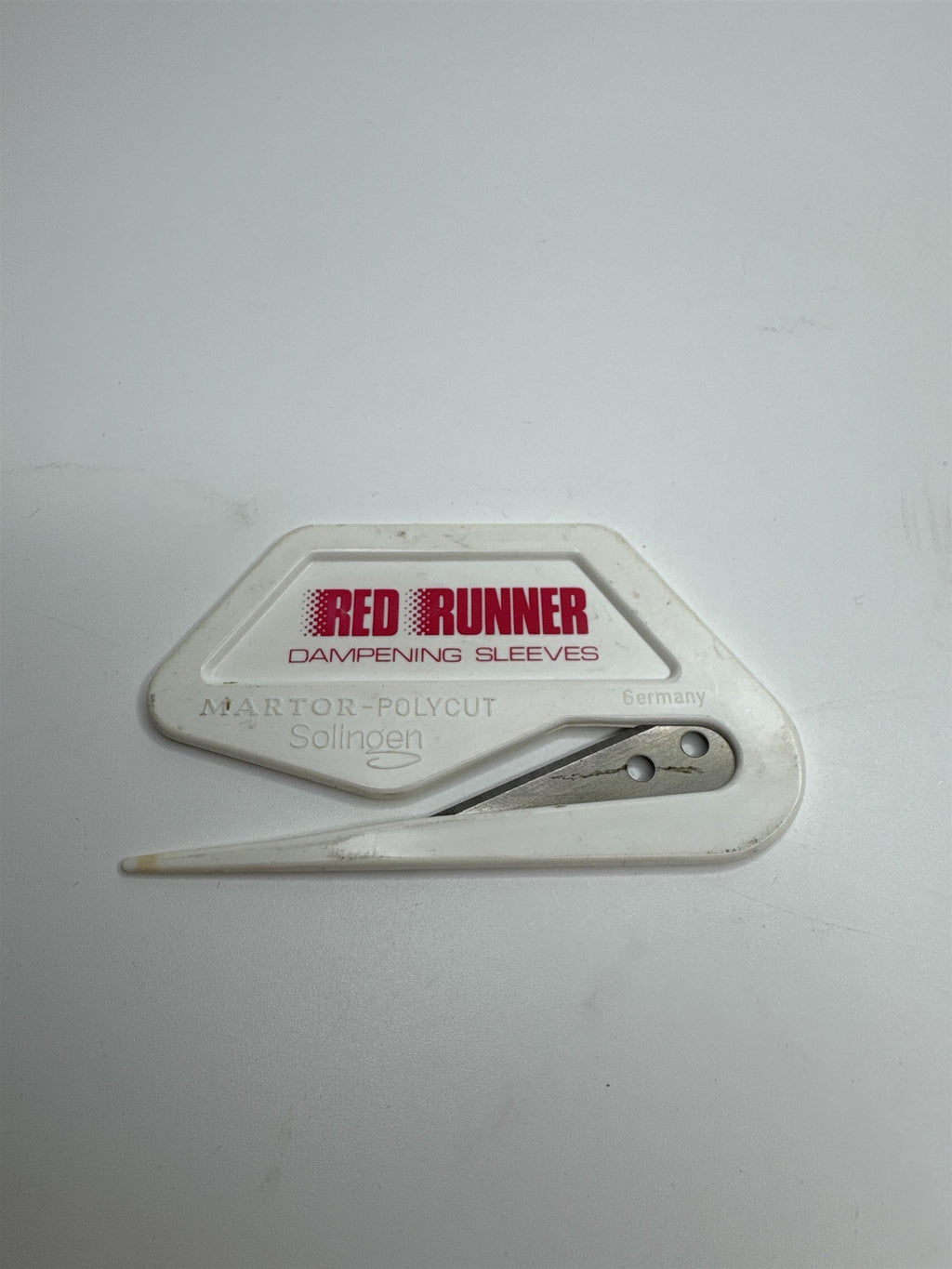 Vintage Red Runner Letter Opener Martor-Polycut Colingen Germany Advertising