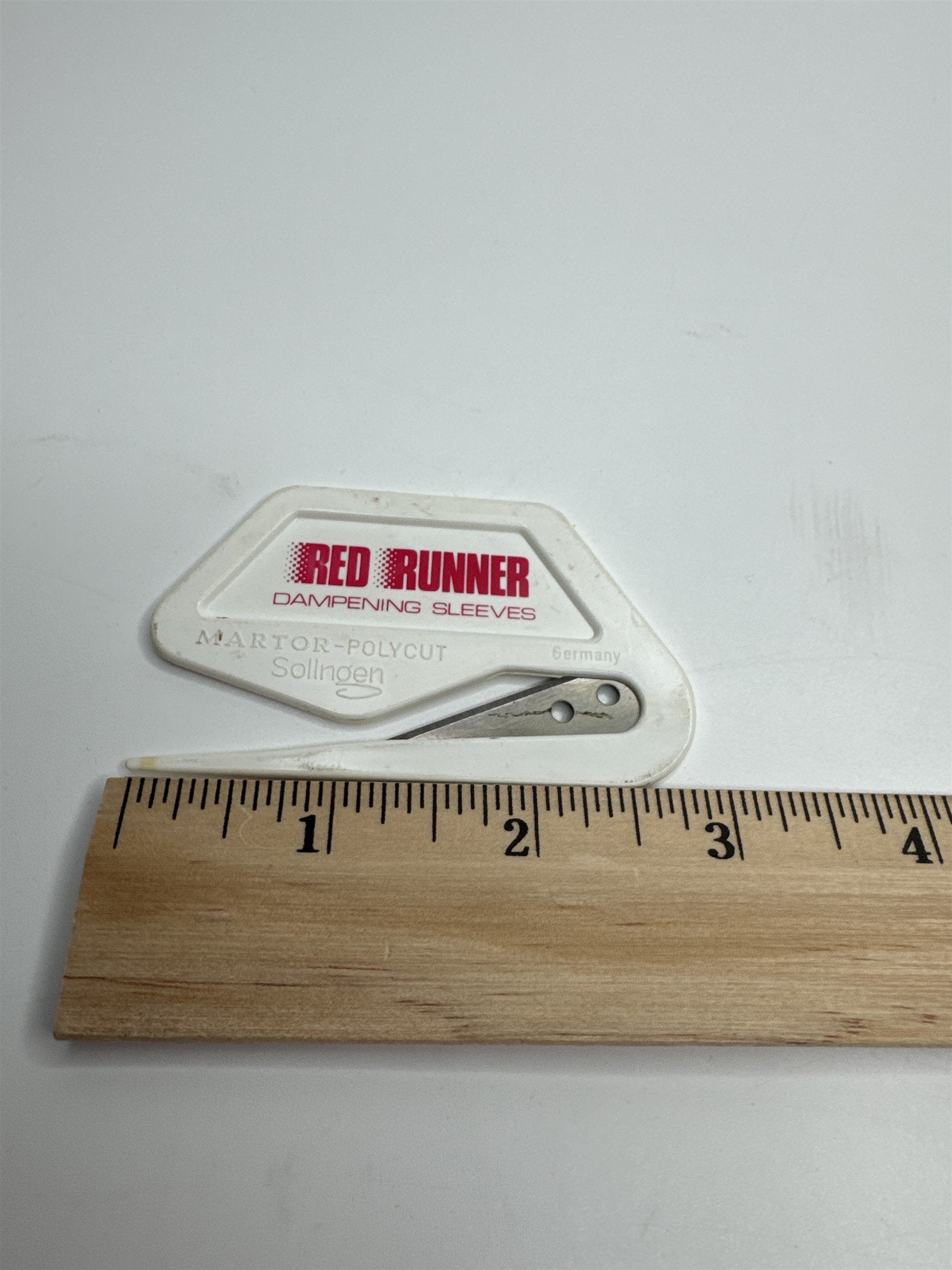 Vintage Red Runner Letter Opener Martor-Polycut Colingen Germany Advertising