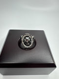 Vintage Skull and Crossbones Rhinestone Silver Toned Metal Ring Size US 10
