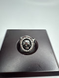 Vintage Skull and Crossbones Rhinestone Silver Toned Metal Ring Size US 8