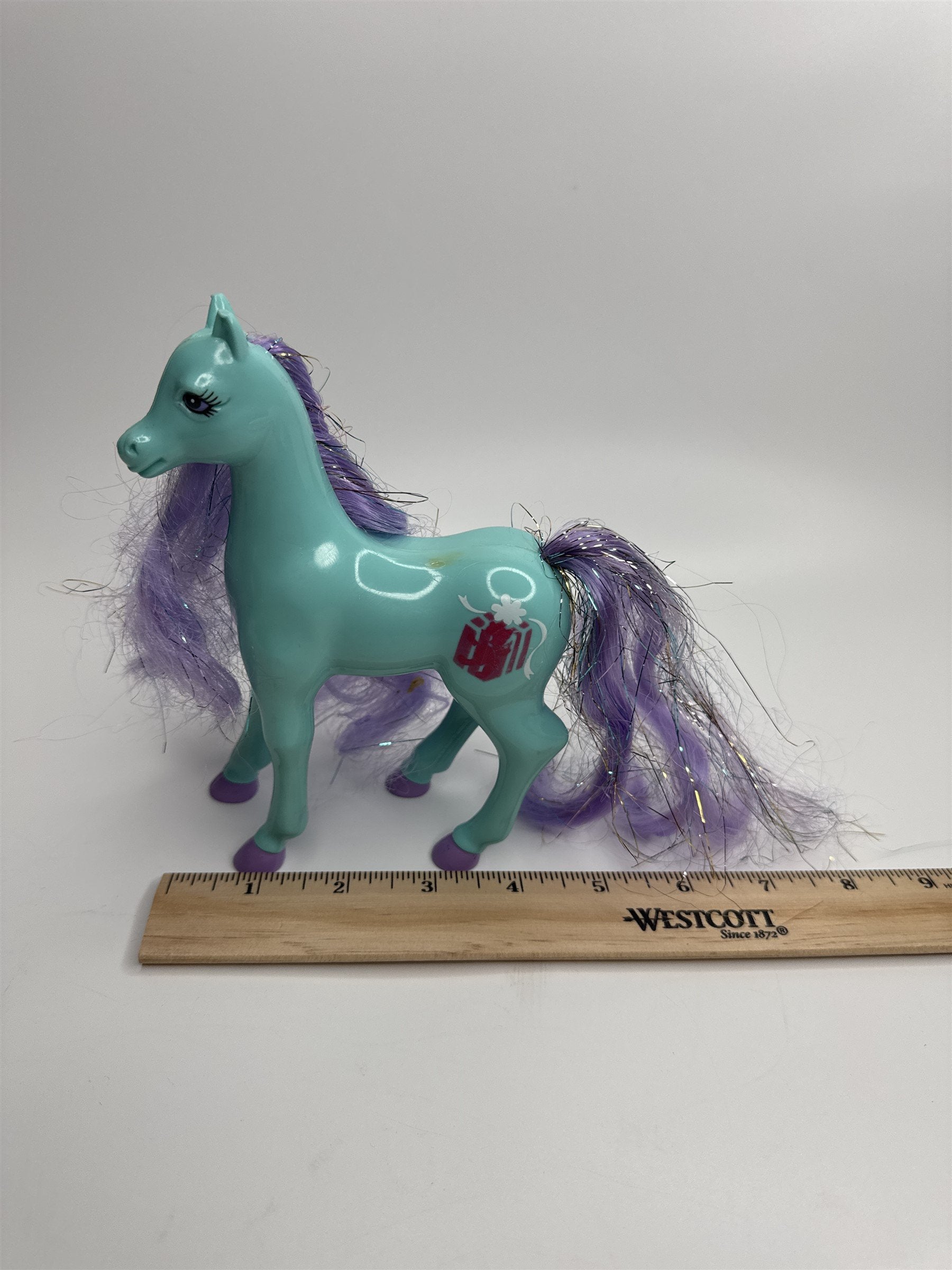 Vintage 1996 Magic Touch Pony MGA-44 Crystalia Blue Pony Purple Hair Present