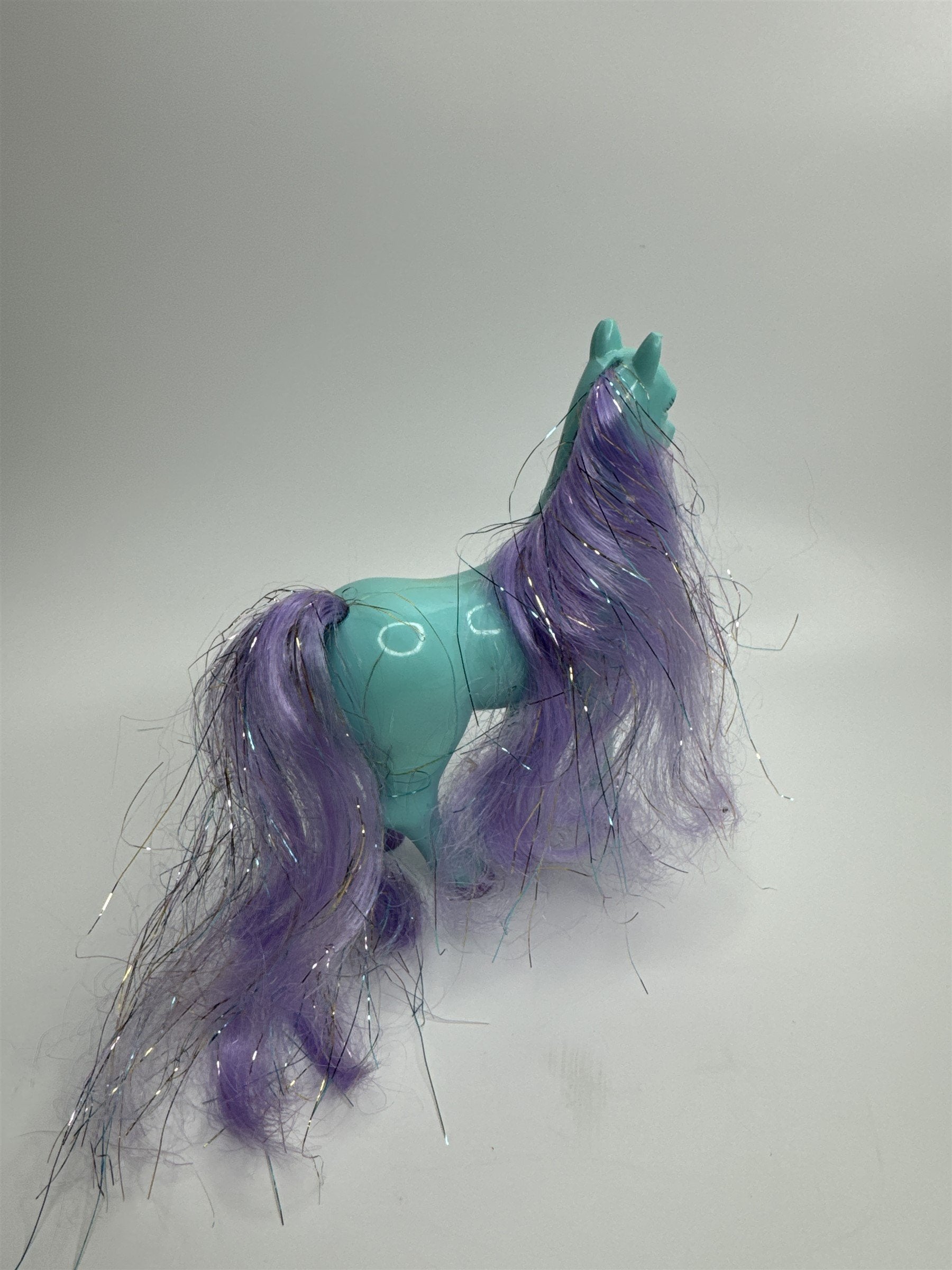 Vintage 1996 Magic Touch Pony MGA-44 Crystalia Blue Pony Purple Hair Present