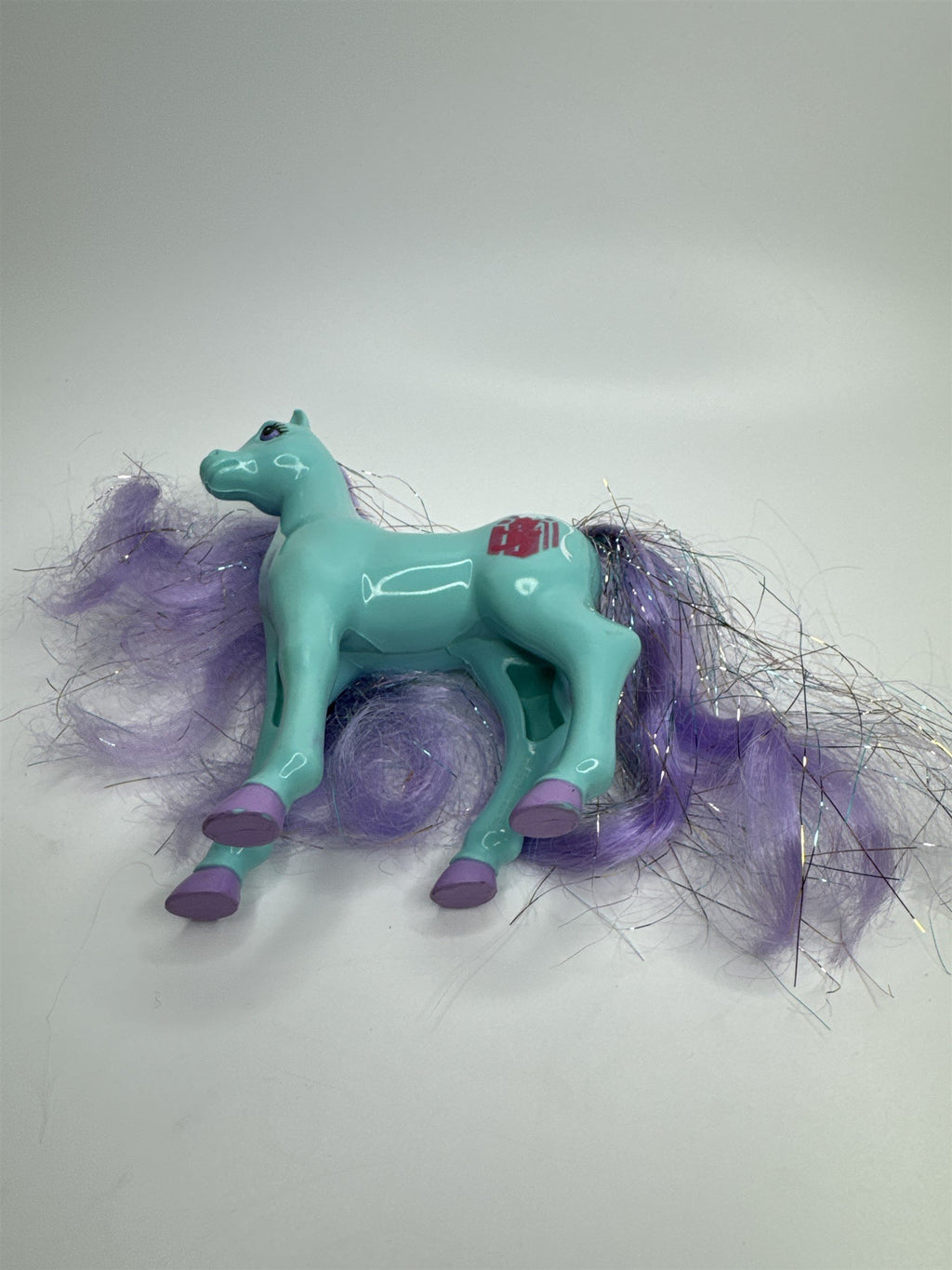 Vintage 1996 Magic Touch Pony MGA-44 Crystalia Blue Pony Purple Hair Present