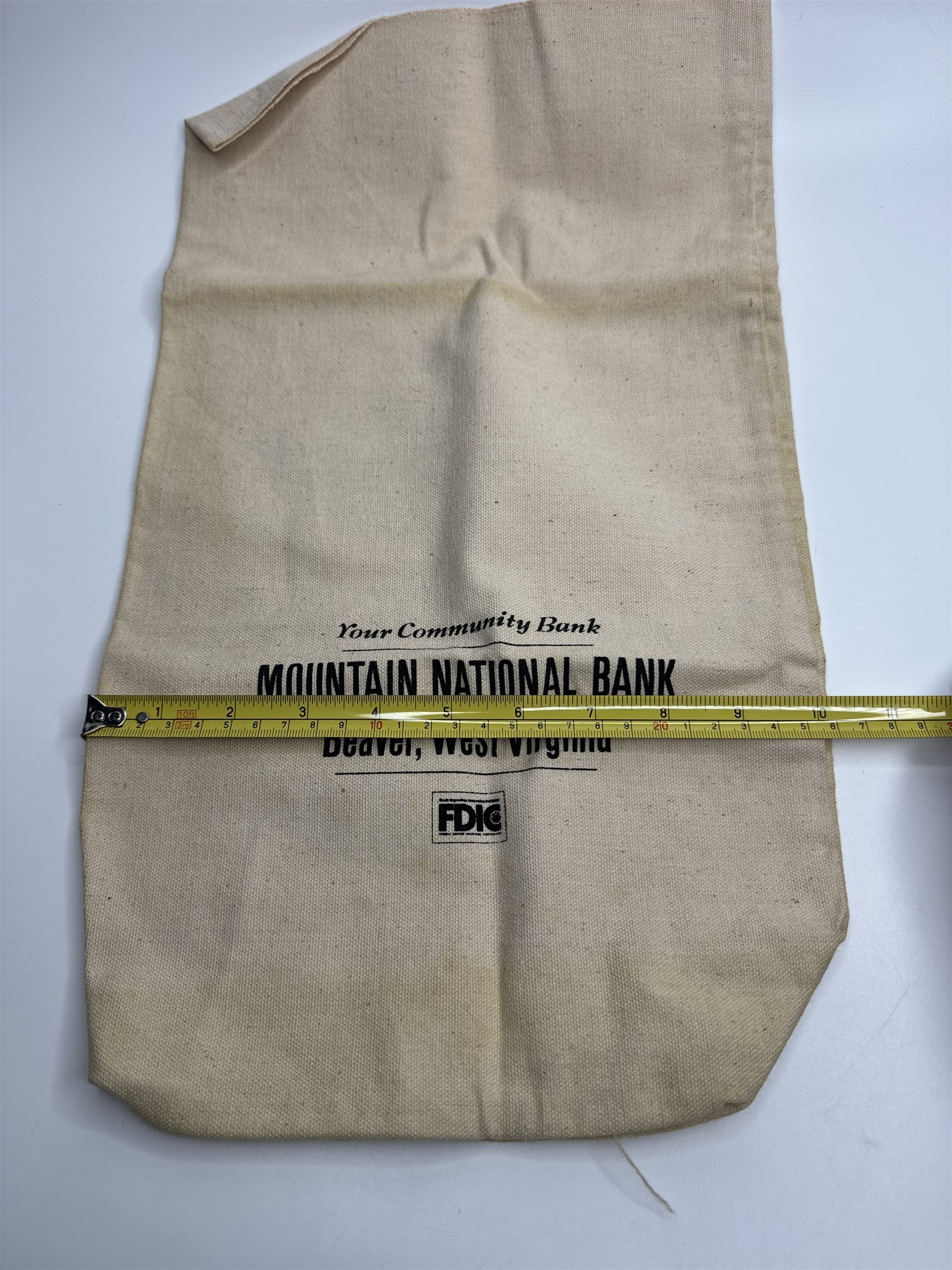Vintage Mountain National Bank Beaver West Virginia Cloth Burlap Money Bag