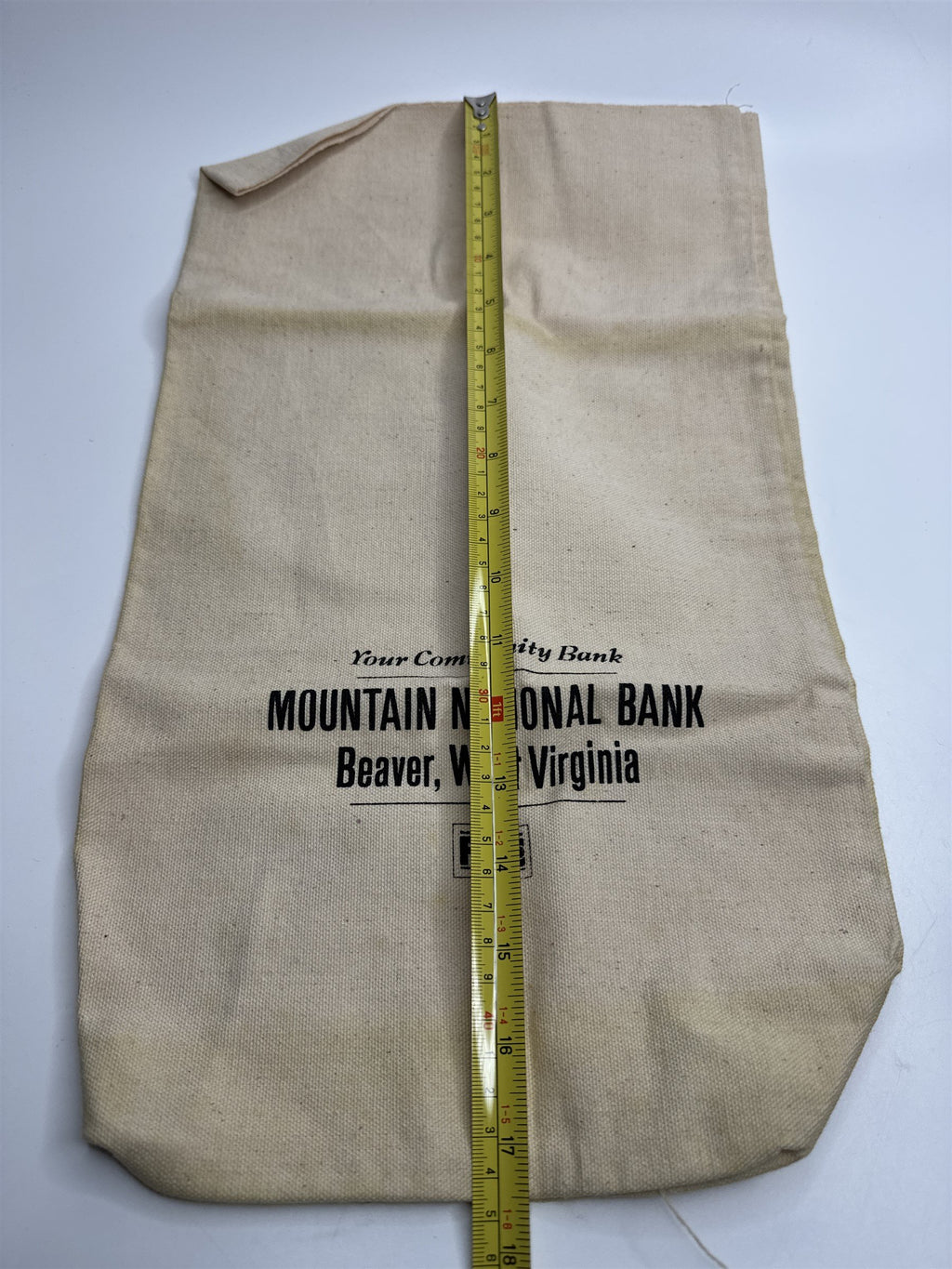 Vintage Mountain National Bank Beaver West Virginia Cloth Burlap Money Bag