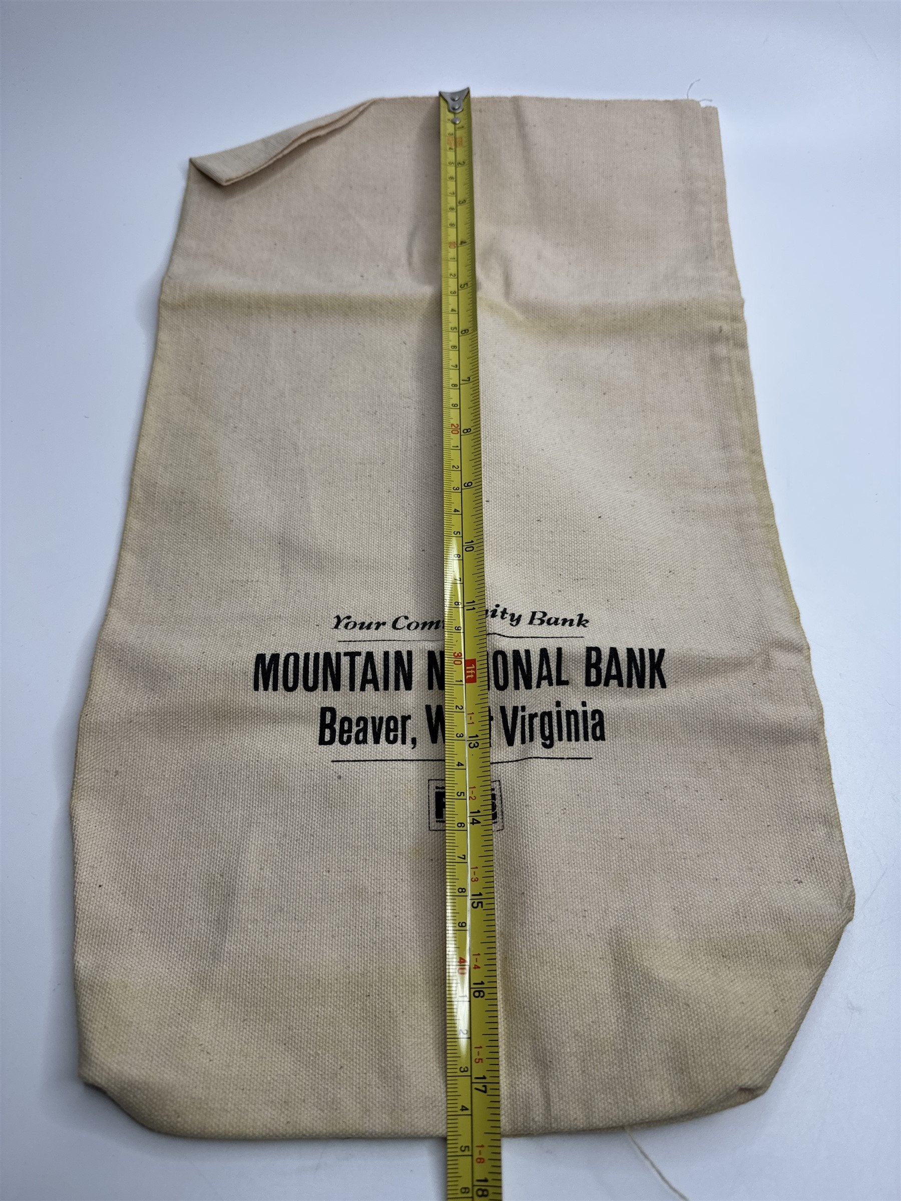 Vintage Mountain National Bank Beaver West Virginia Cloth Burlap Money Bag