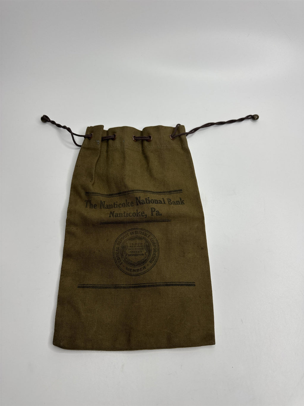 Vtg Nanticoke National Bank PA Cloth Money Deposit Bag Memorabilia