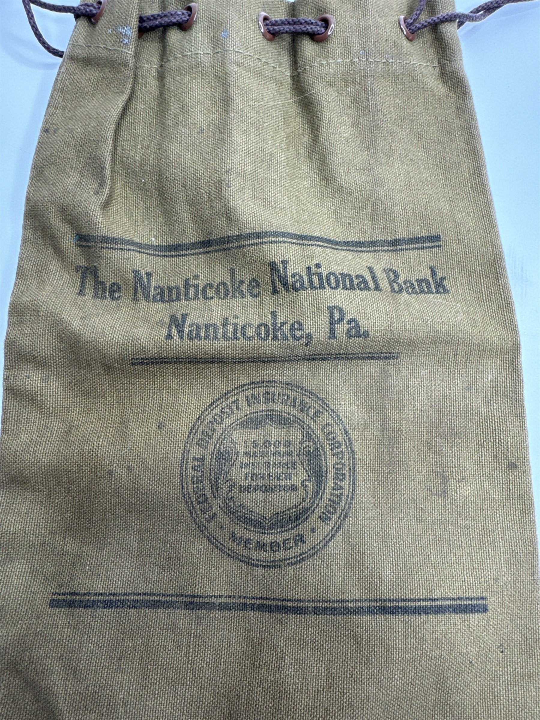 Vtg Nanticoke National Bank PA Cloth Money Deposit Bag Memorabilia