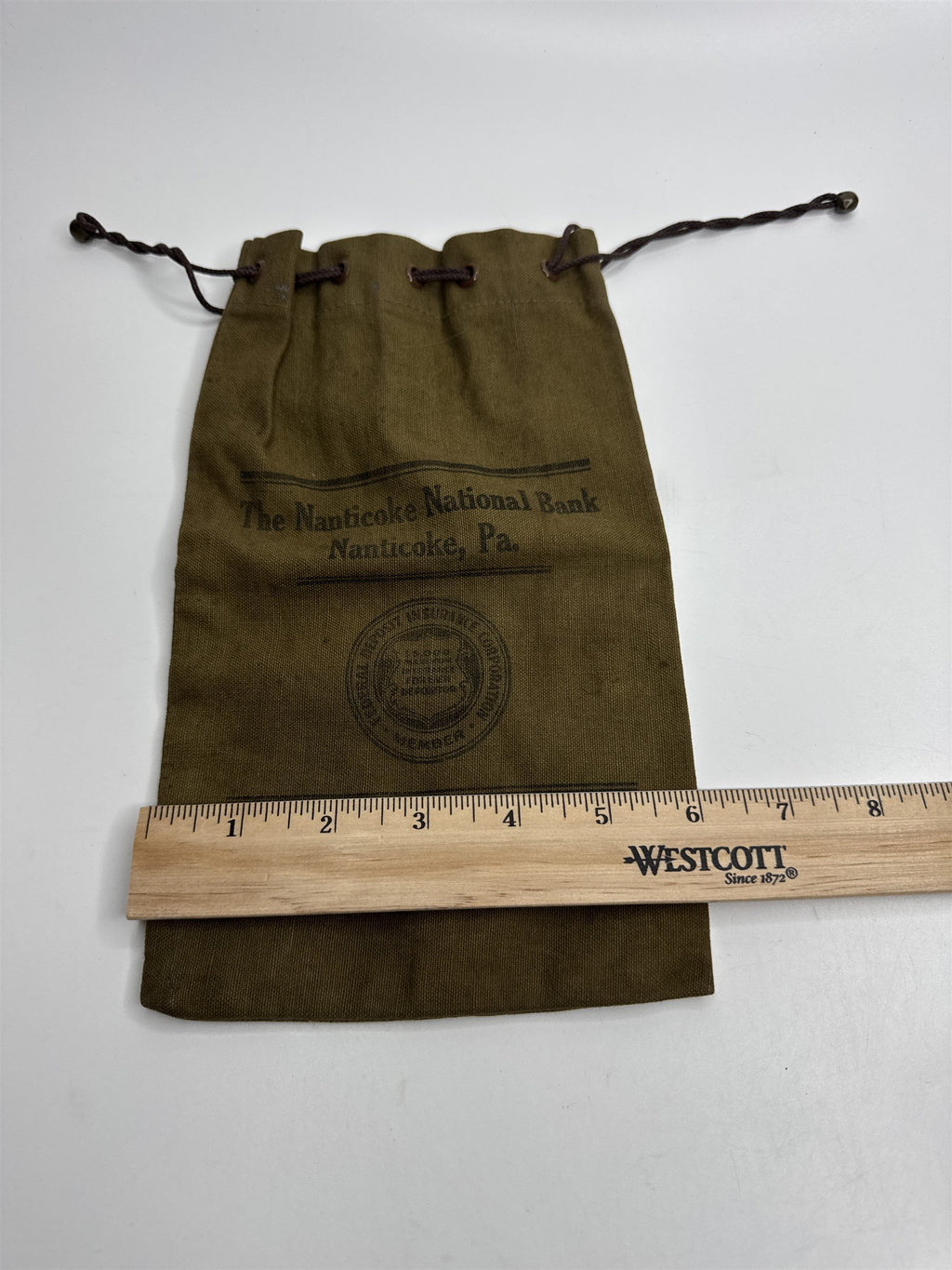 Vtg Nanticoke National Bank PA Cloth Money Deposit Bag Memorabilia