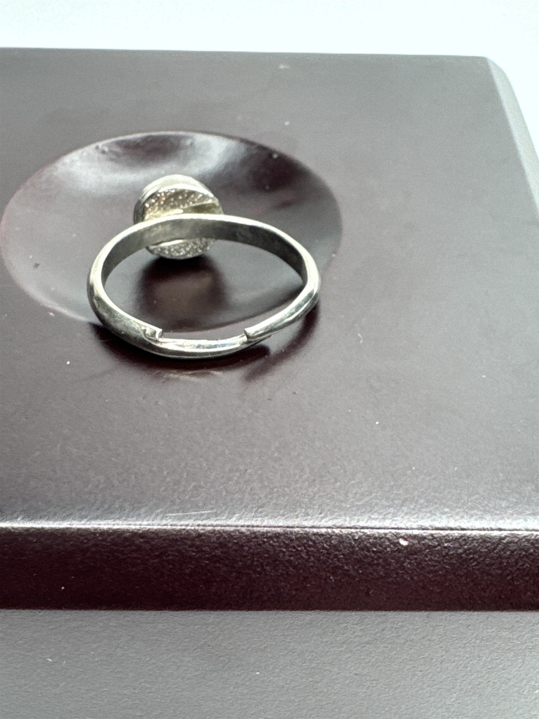 Vintage Black and White Yin and Yang Enamel Silver Toned Ring Resizable US 6