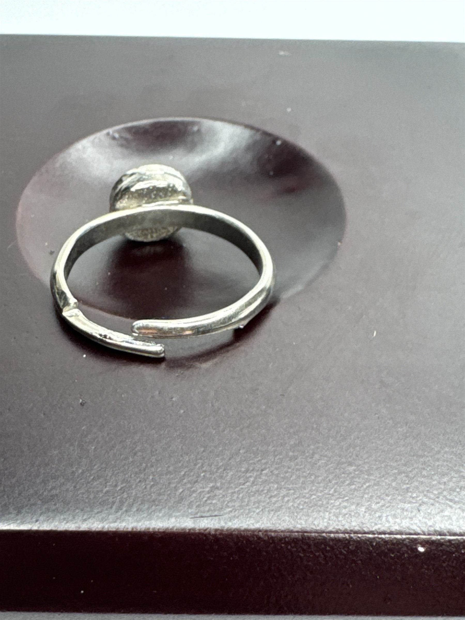 Vintage Black and White Yin and Yang Enamel Silver Toned Ring Resizable US 6