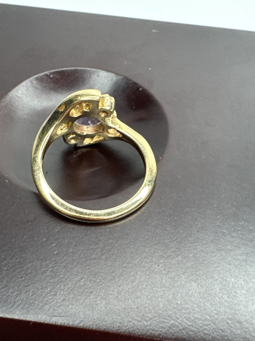 Vintage Gold Plated Amethyst Crystal Art Deco Ring Size US 6