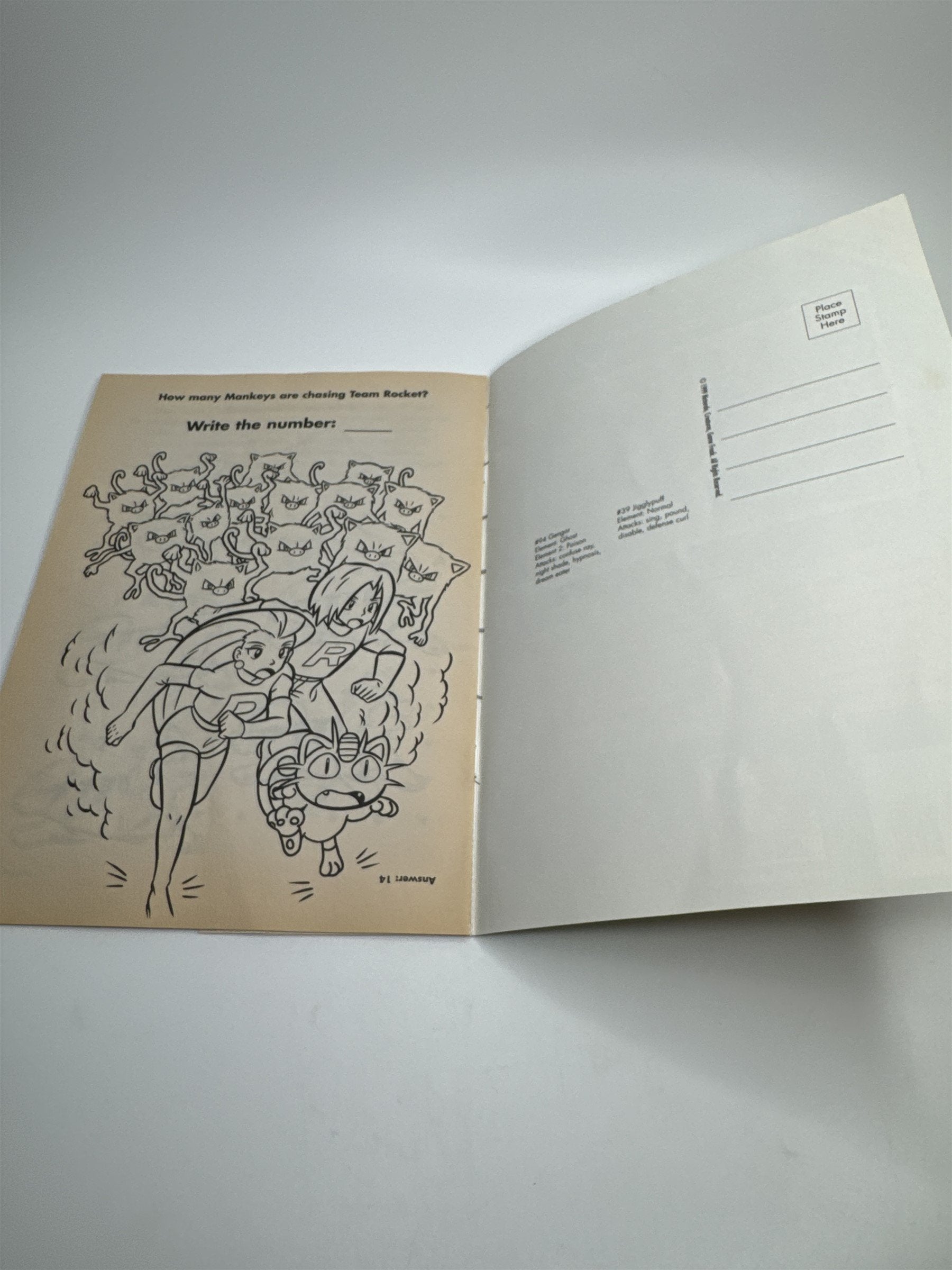 Vintage 1999 Pokemon Tattoo Series #2 Coloring Activity Book /w Postcard NOS