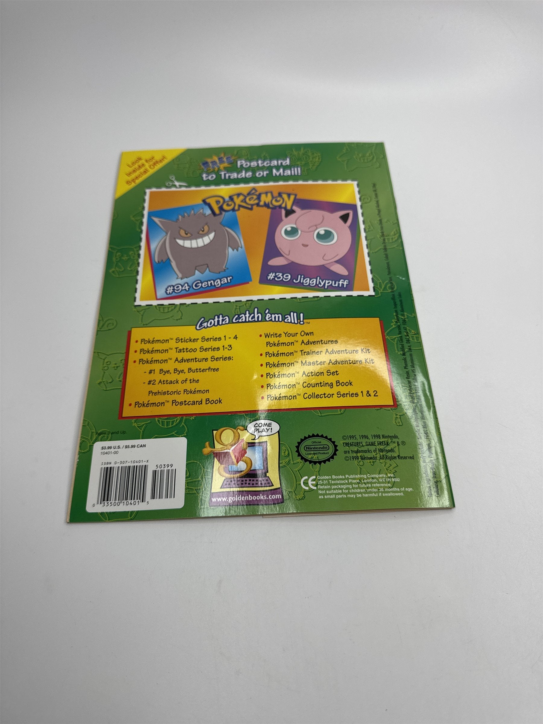 Vintage 1999 Pokemon Tattoo Series #2 Coloring Activity Book /w Postcard NOS