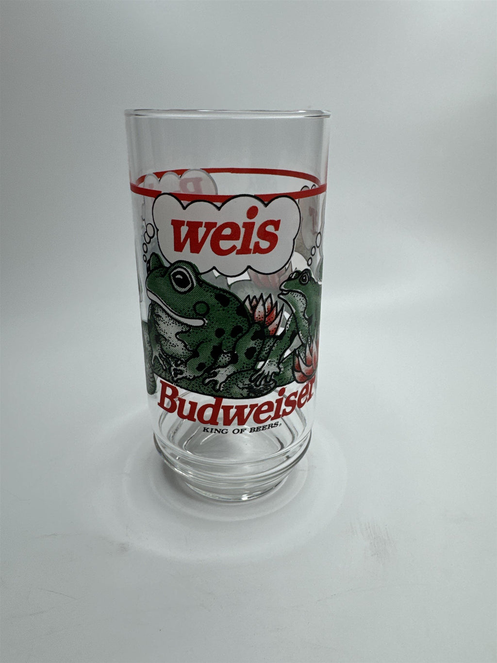 Vintage 1995 Budweiser King of Beers Frogs on Lilly Pads Drinking Glass
