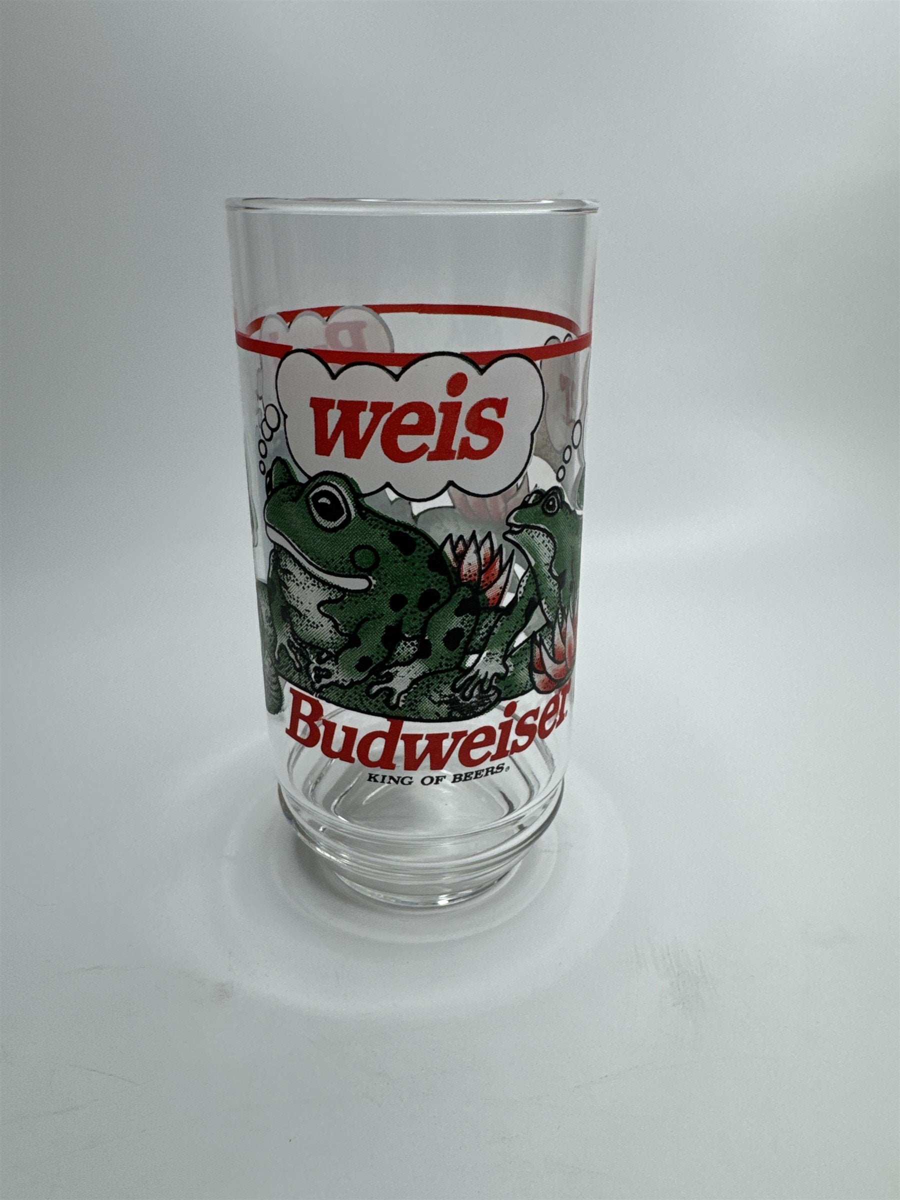 Vintage 1995 Budweiser King of Beers Frogs on Lilly Pads Drinking Glass