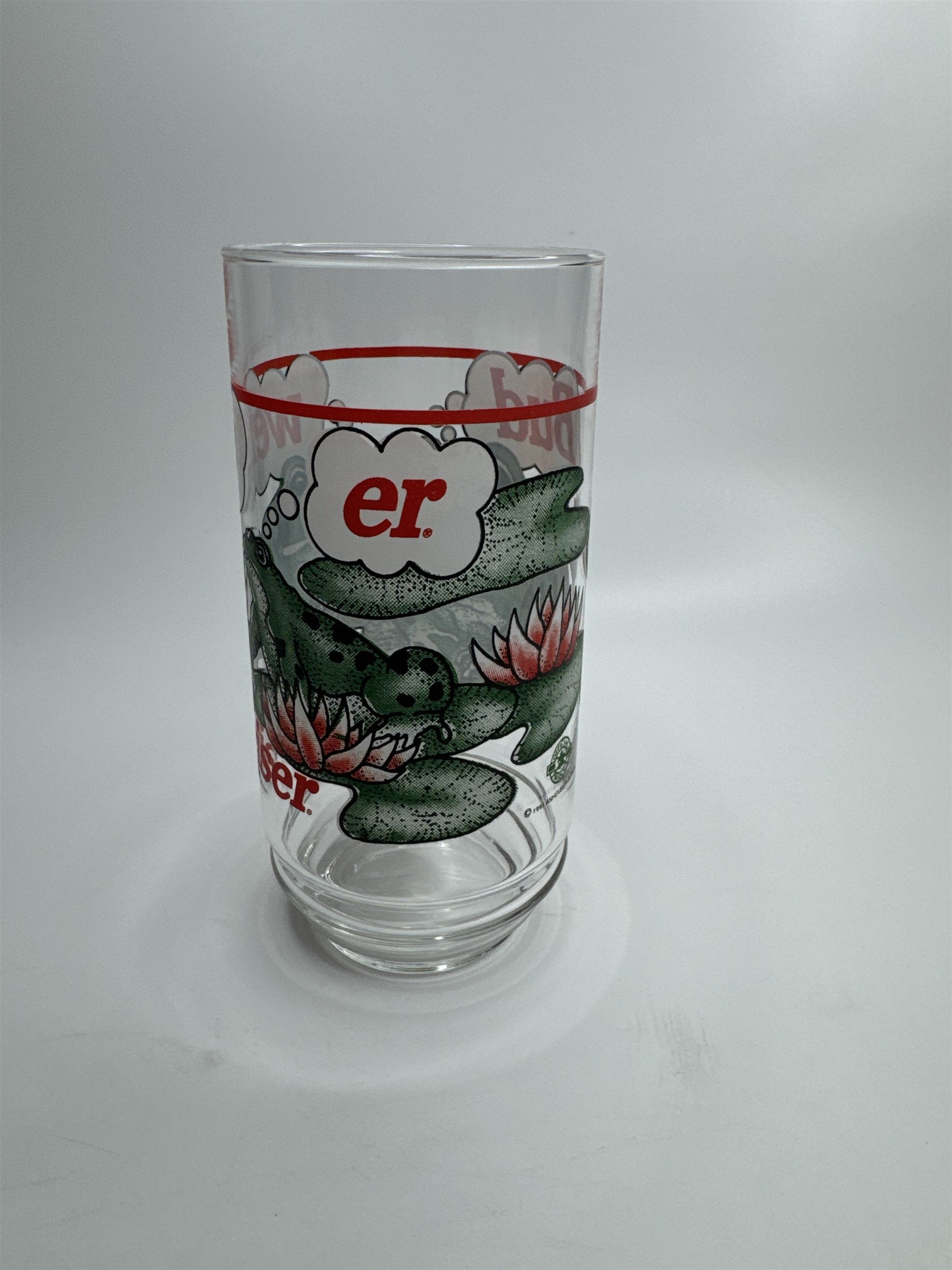 Vintage 1995 Budweiser King of Beers Frogs on Lilly Pads Drinking Glass