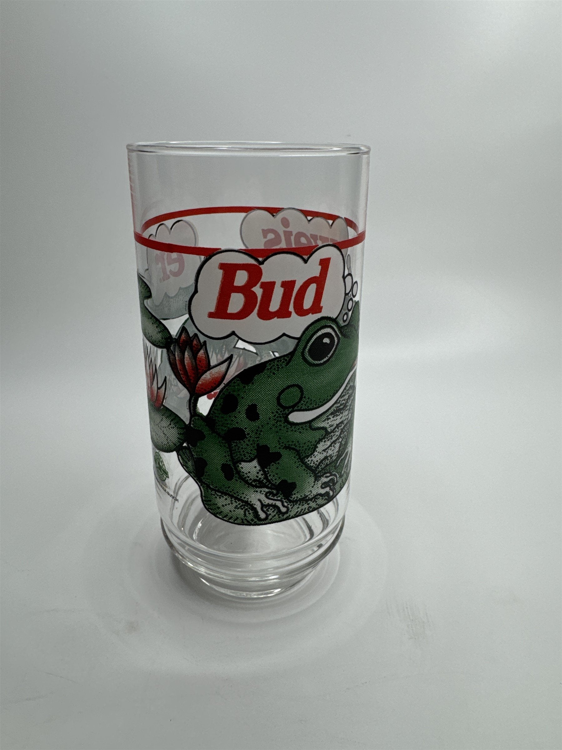 Vintage 1995 Budweiser King of Beers Frogs on Lilly Pads Drinking Glass