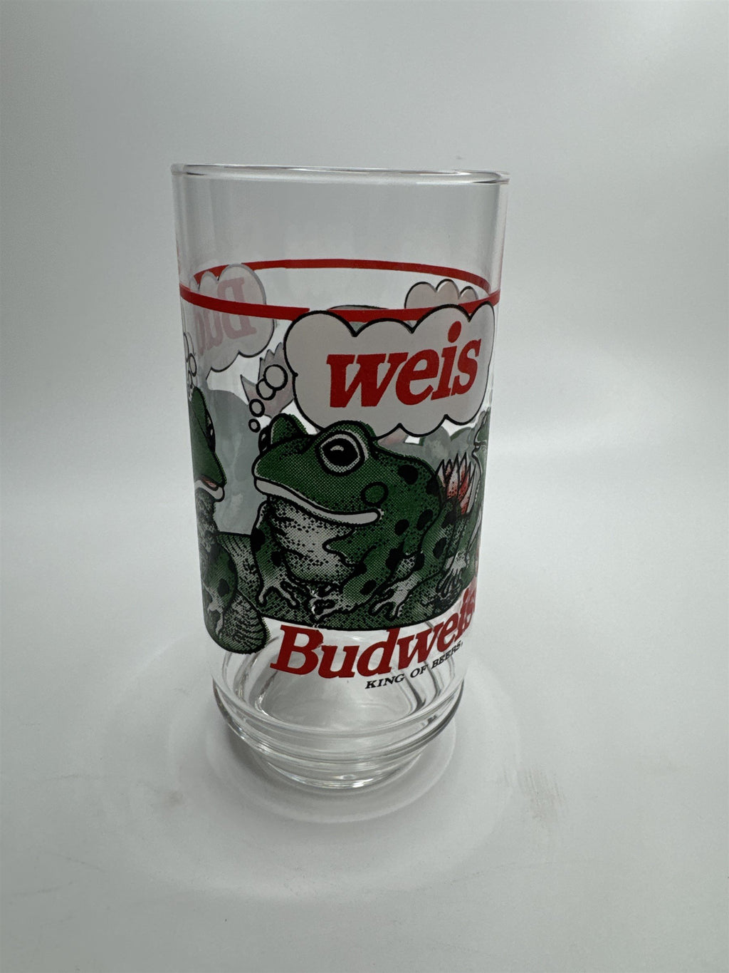Vintage 1995 Budweiser King of Beers Frogs on Lilly Pads Drinking Glass