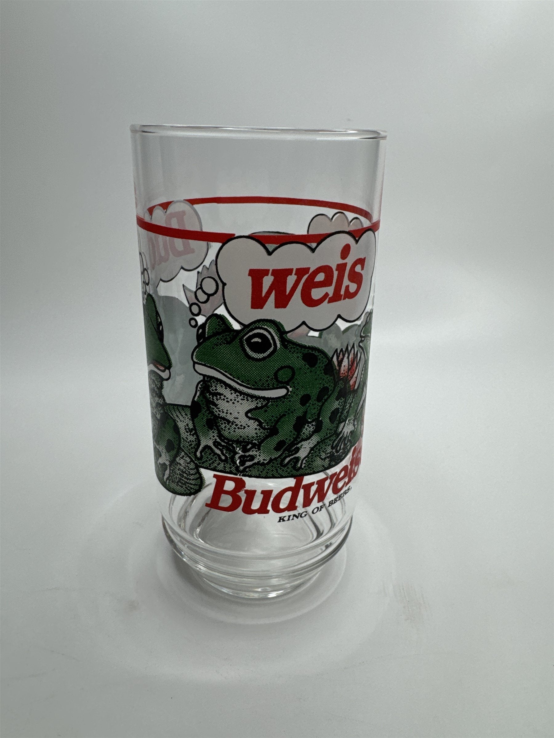 Vintage 1995 Budweiser King of Beers Frogs on Lilly Pads Drinking Glass
