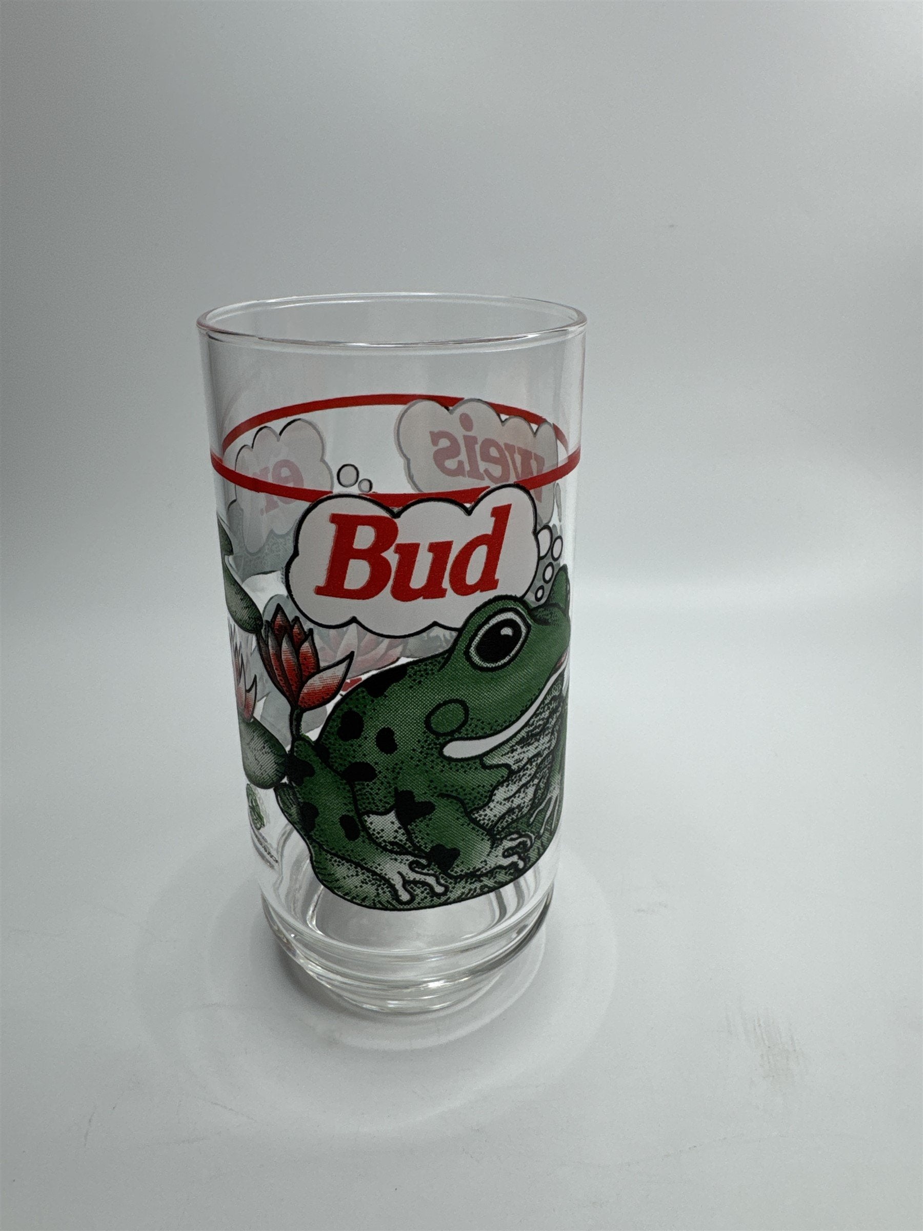 Vintage 1995 Budweiser King of Beers Frogs on Lilly Pads Drinking Glass