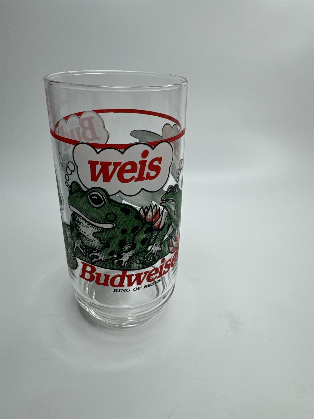 Vintage 1995 Budweiser King of Beers Frogs on Lilly Pads Drinking Glass