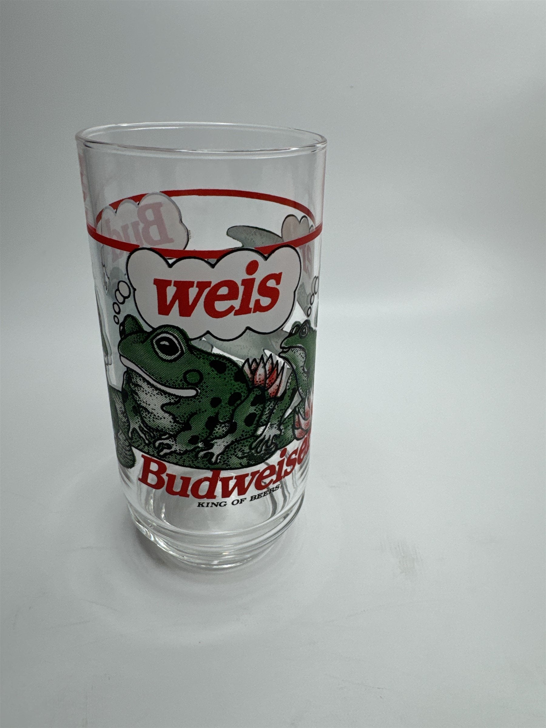 Vintage 1995 Budweiser King of Beers Frogs on Lilly Pads Drinking Glass