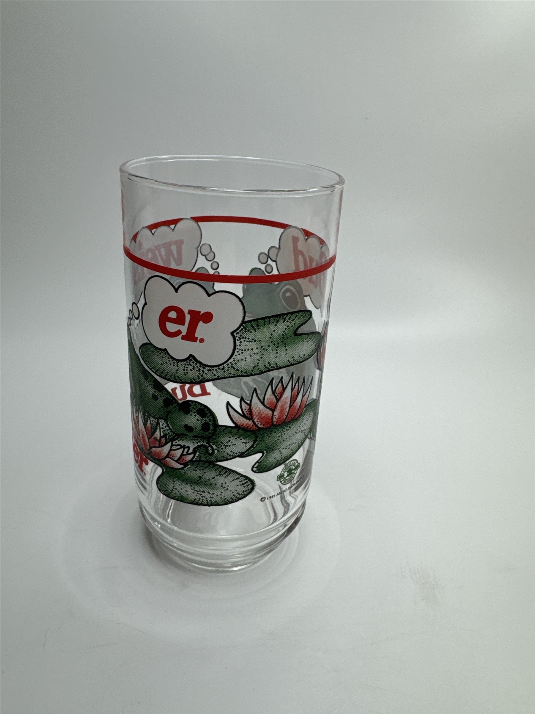 Vintage 1995 Budweiser King of Beers Frogs on Lilly Pads Drinking Glass
