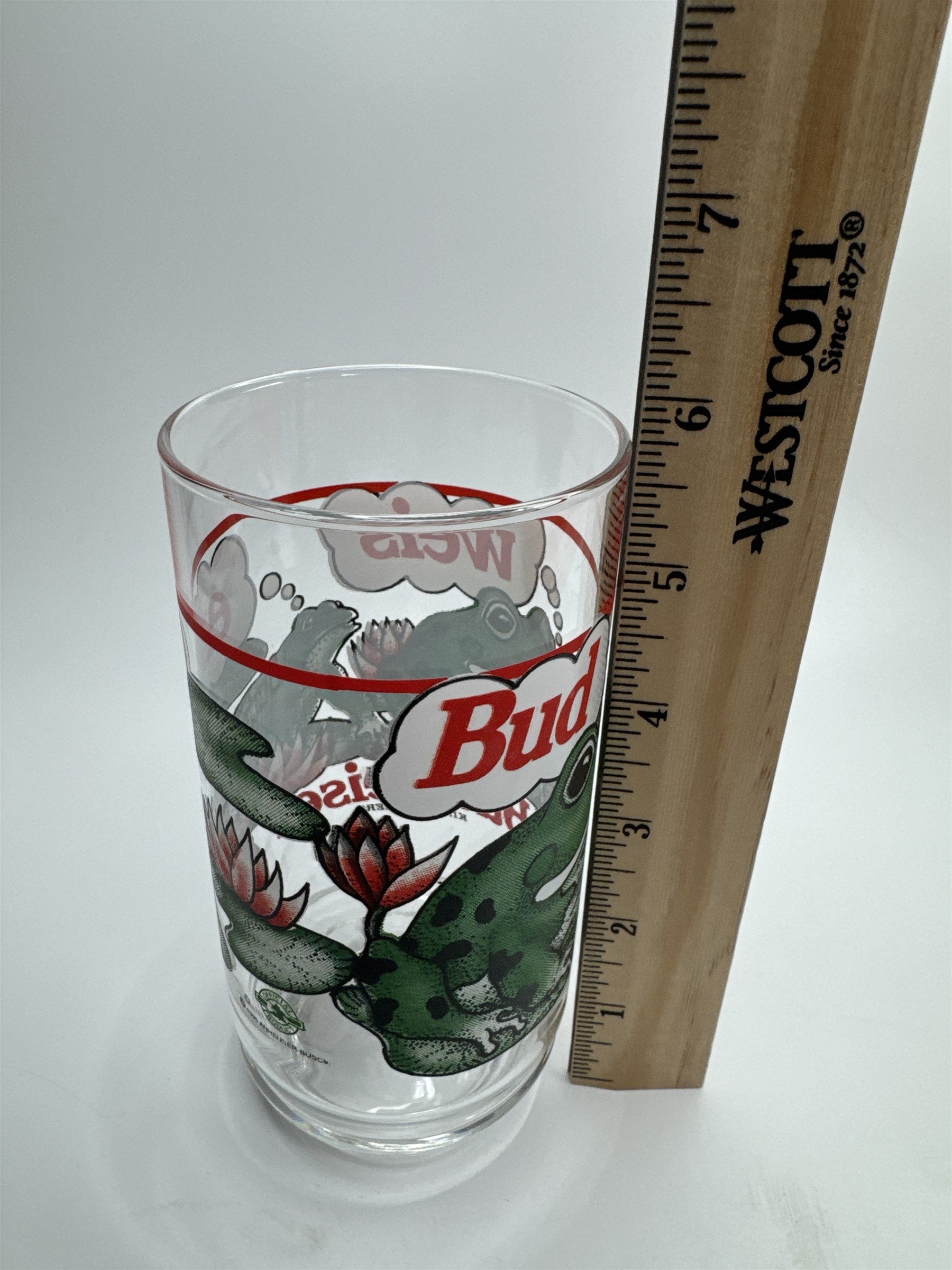 Vintage 1995 Budweiser King of Beers Frogs on Lilly Pads Drinking Glass