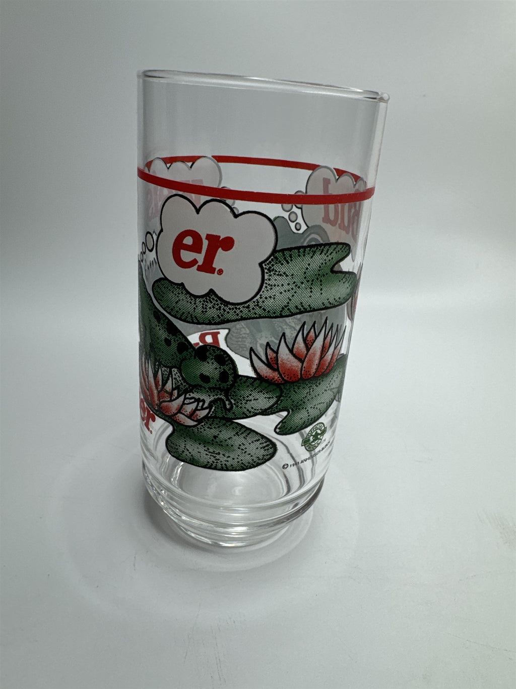 Vintage 1995 Budweiser King of Beers Frogs on Lilly Pads Drinking Glass
