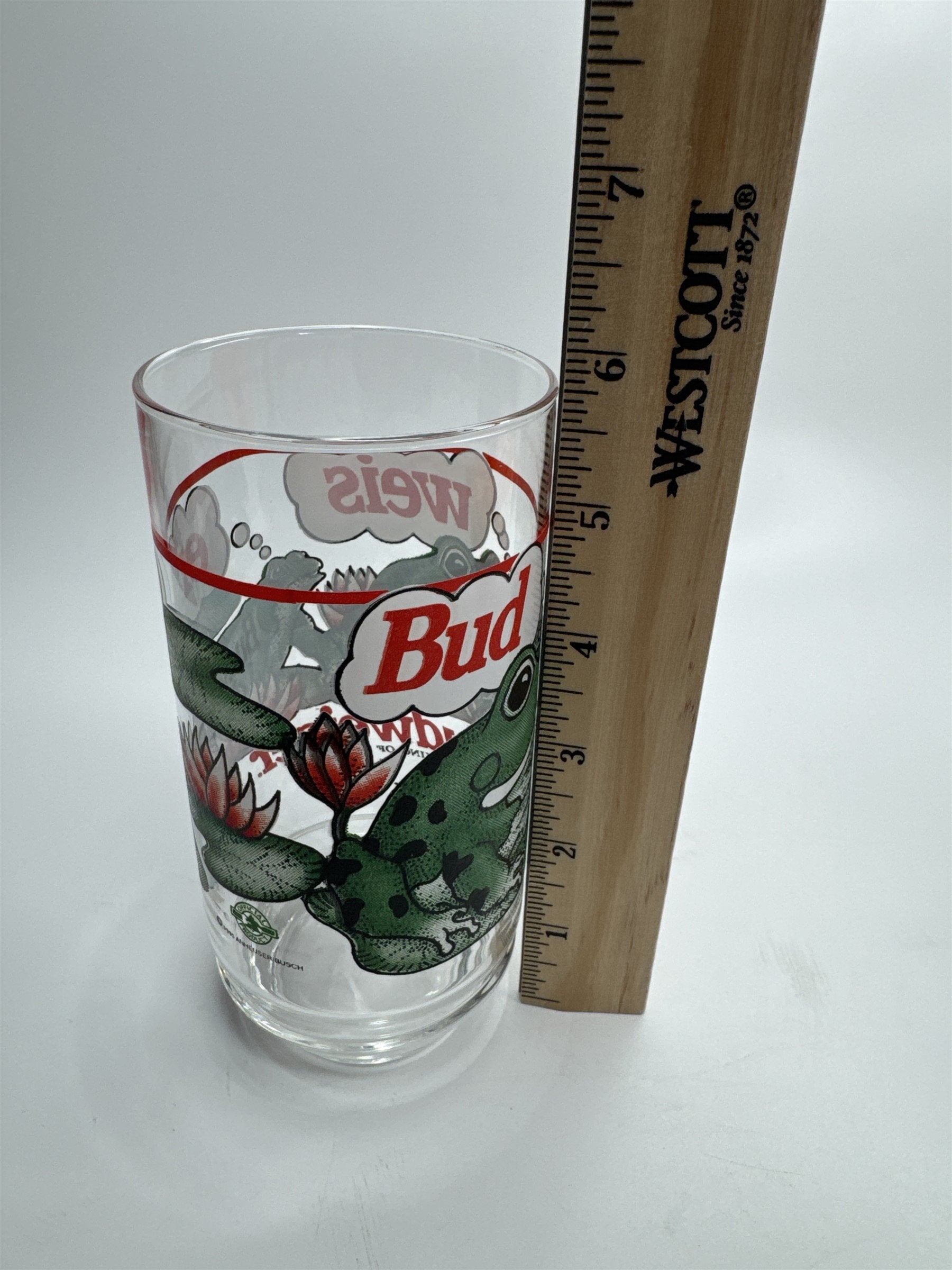 Vintage 1995 Budweiser King of Beers Frogs on Lilly Pads Drinking Glass
