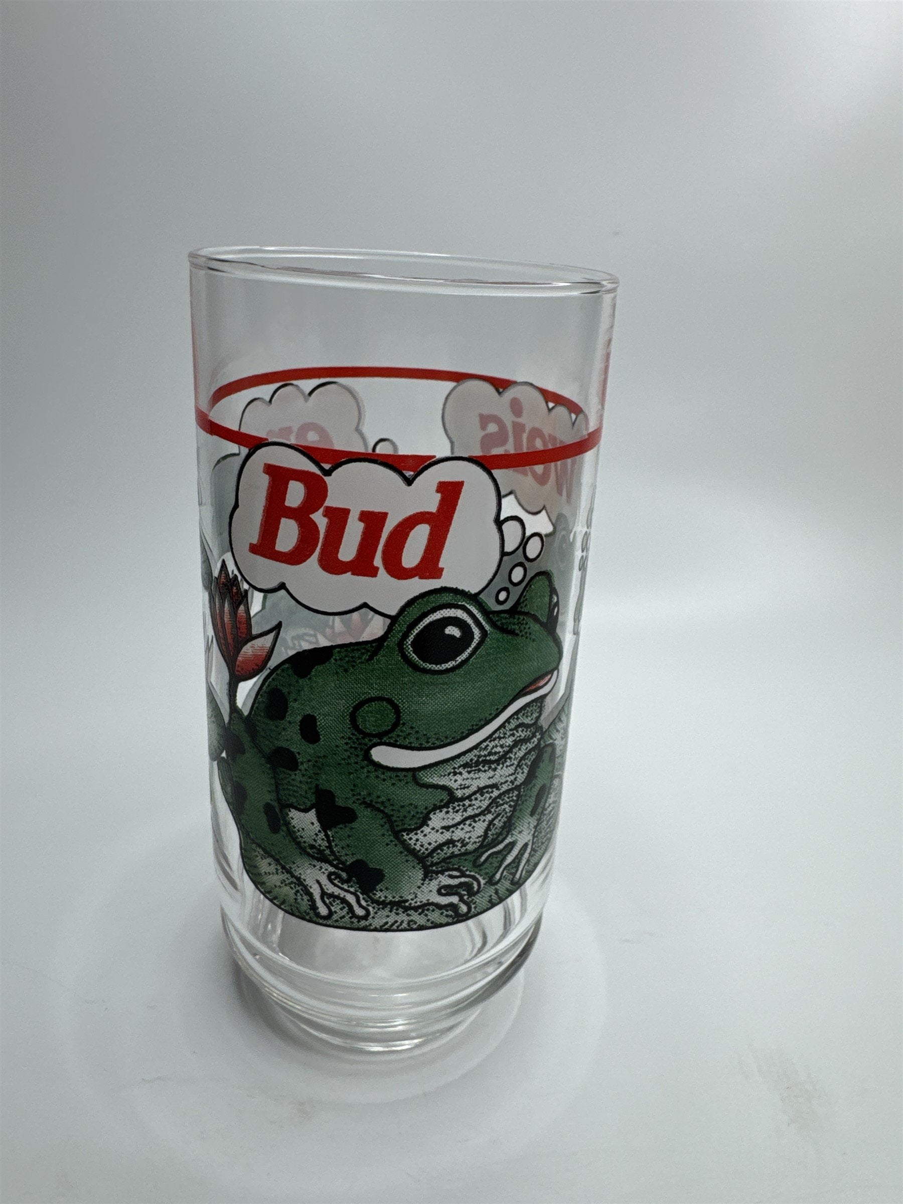 Vintage 1995 Budweiser King of Beers Frogs on Lilly Pads Drinking Glass