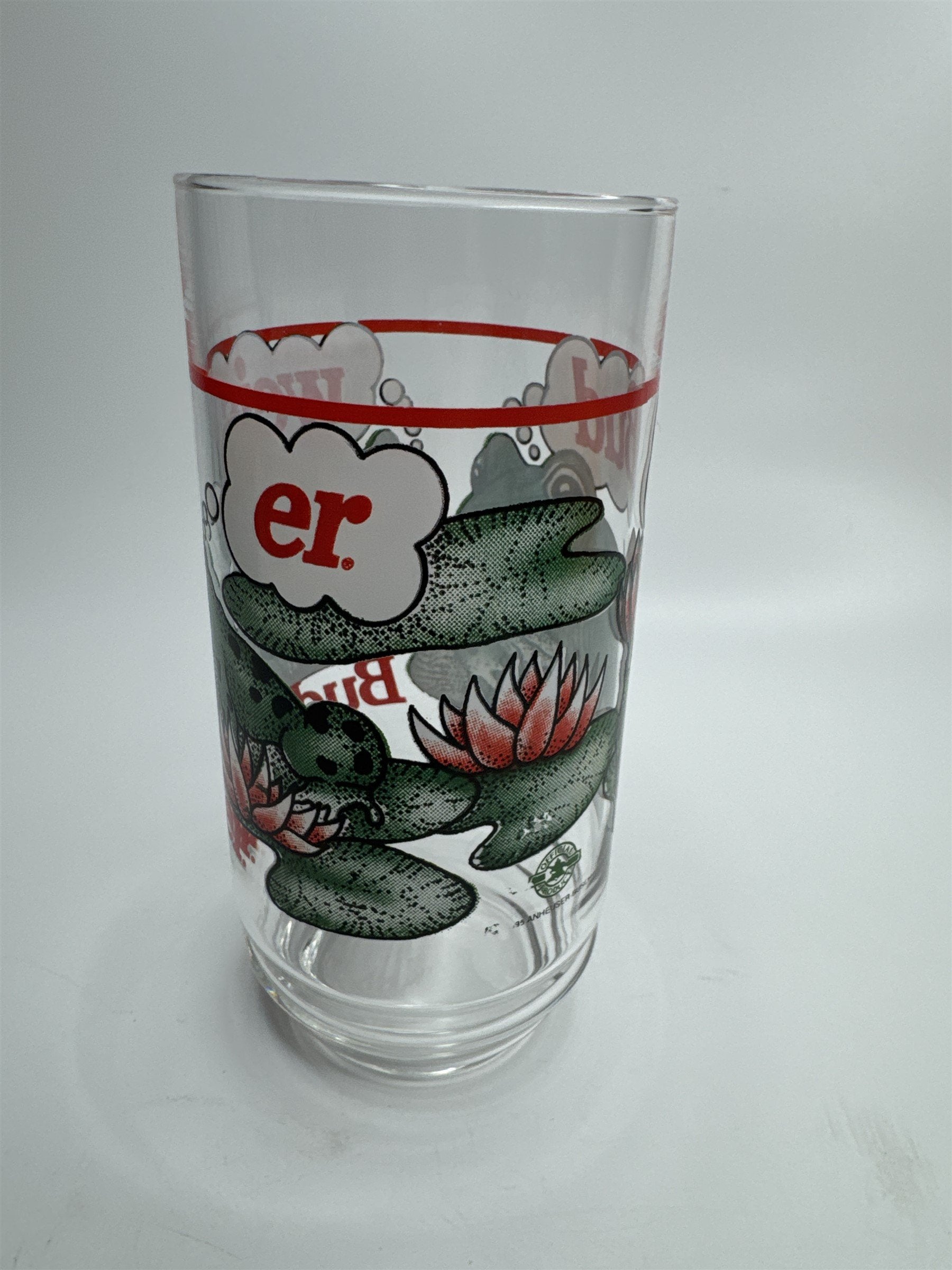 Vintage 1995 Budweiser King of Beers Frogs on Lilly Pads Drinking Glass