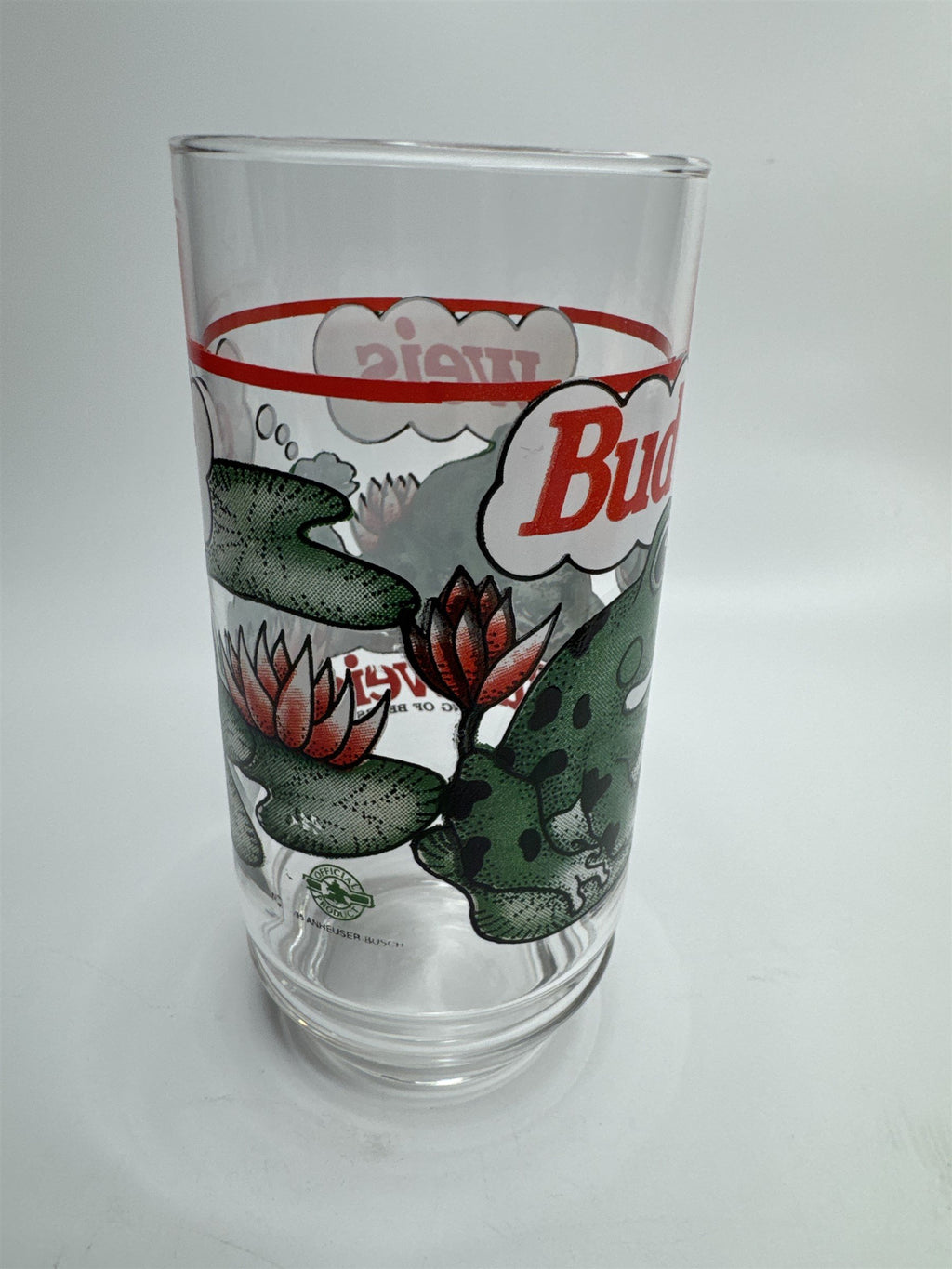 Vintage 1995 Budweiser King of Beers Frogs on Lilly Pads Drinking Glass